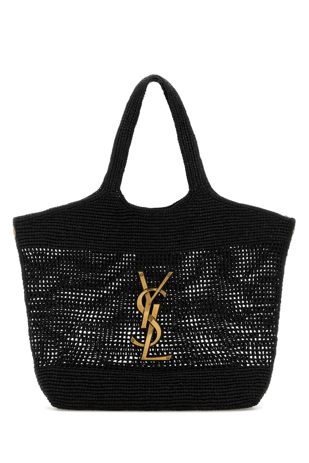 Saint Laurent Black Raffia Icare Shopping Bag