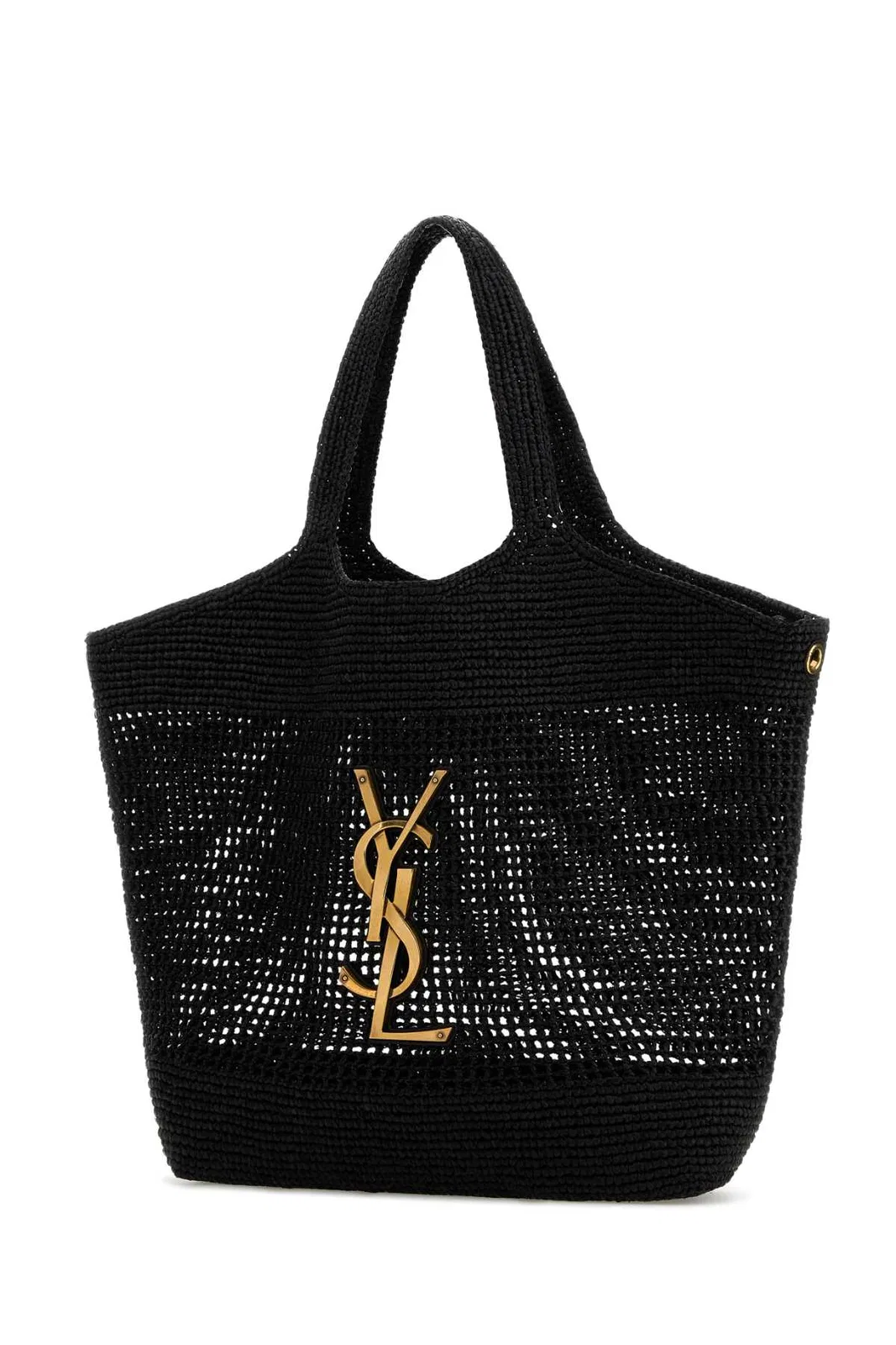 Saint Laurent Black Raffia Icare Shopping Bag