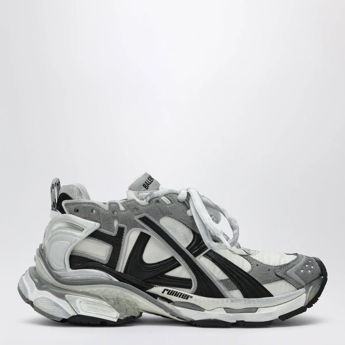 Balenciaga Grey/White/Black Runner Sneakers In Nylo