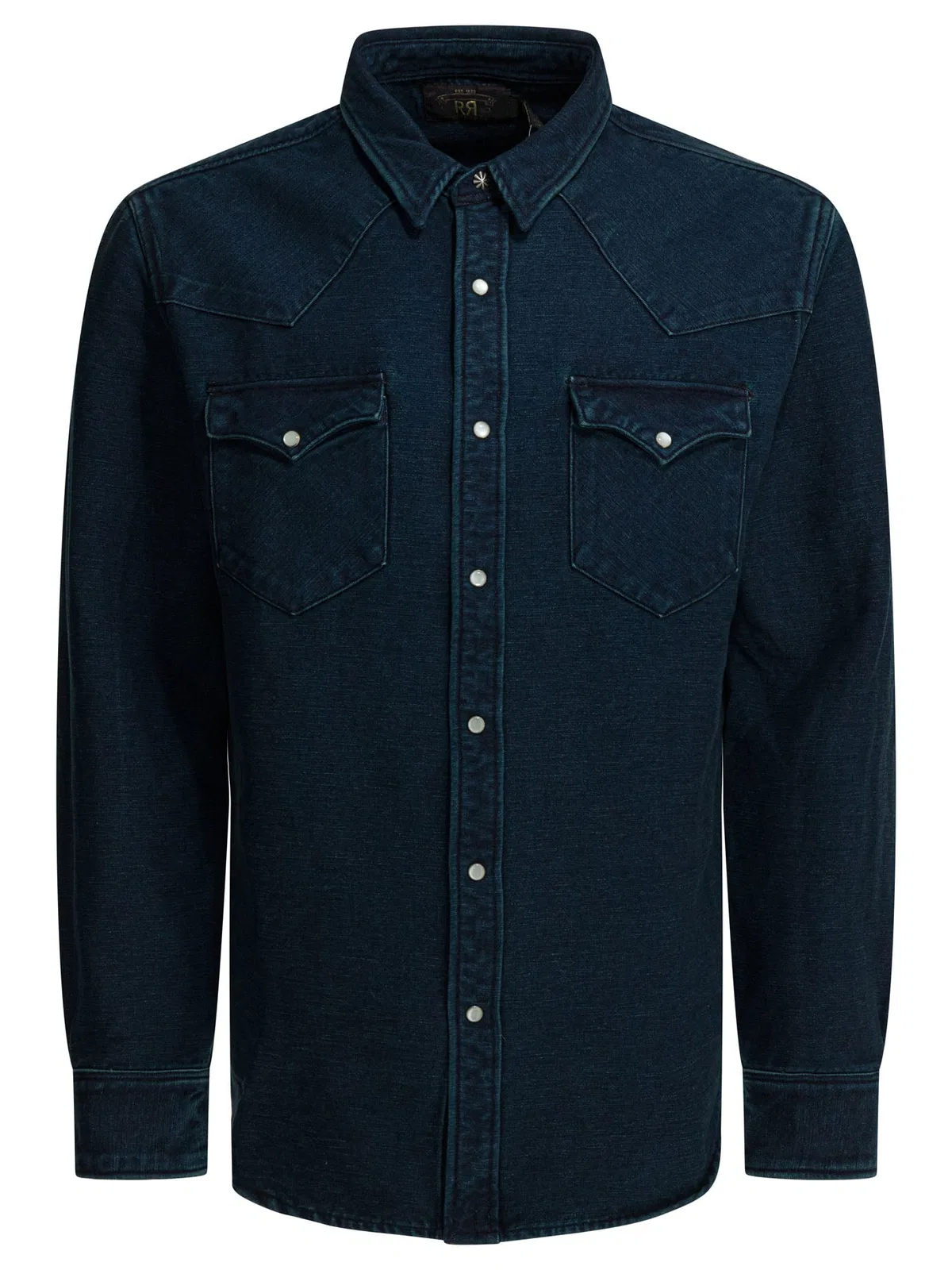 RRL by Ralph Lauren Indigo Suede Western Blue Cotton Shirt