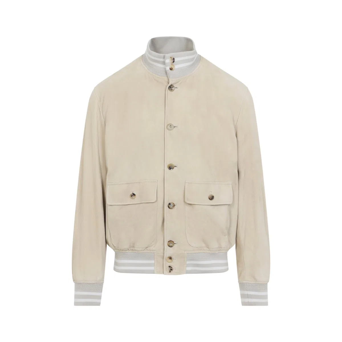 Ralph Lauren Purple Label Champegne Suede Bomber Jacket