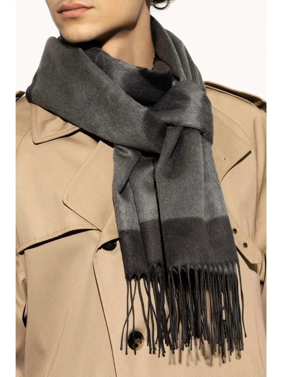 Saint Laurent Dark Grey Silk Scarf