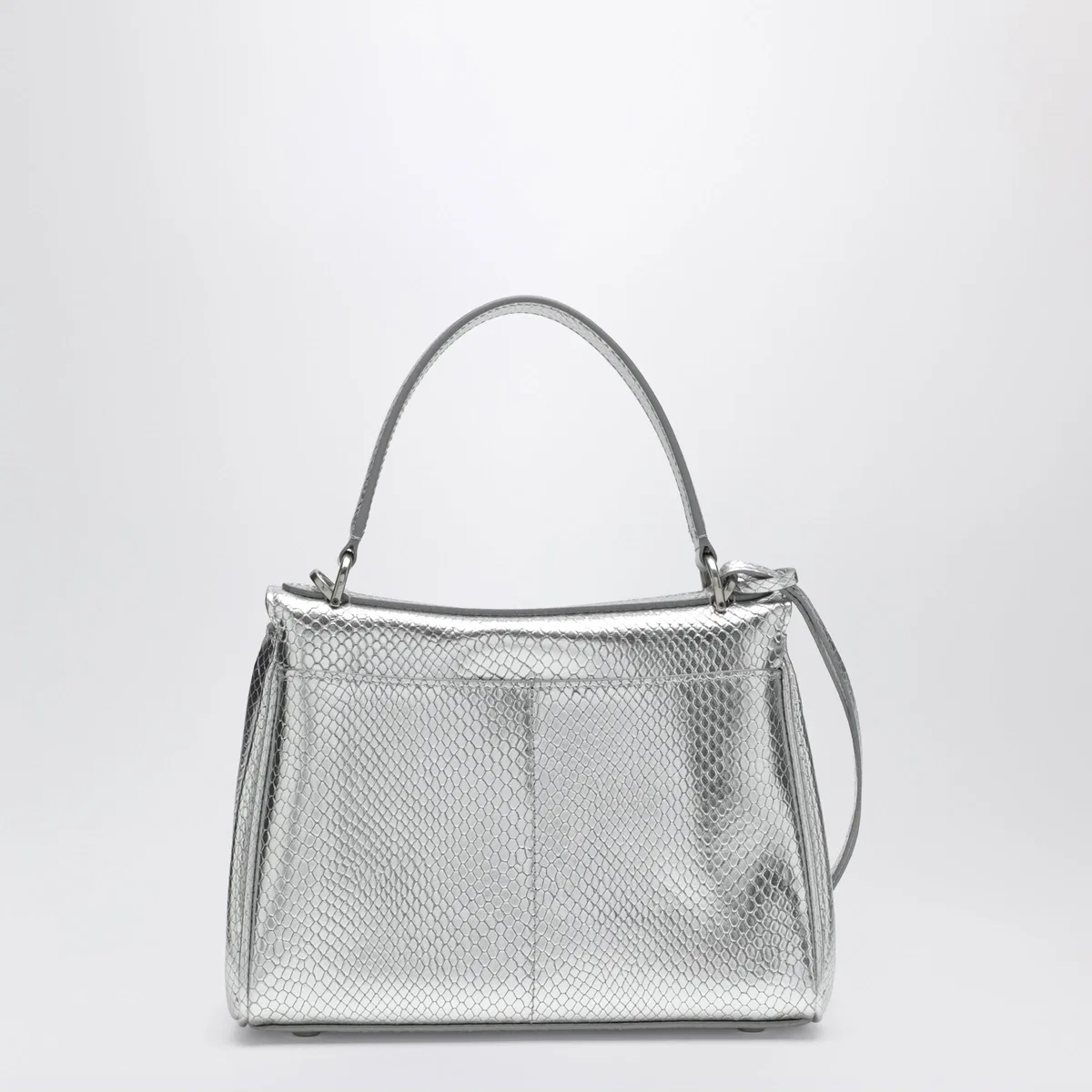 Balenciaga Mini Rodeo Bag In Shiny Silver Leather W