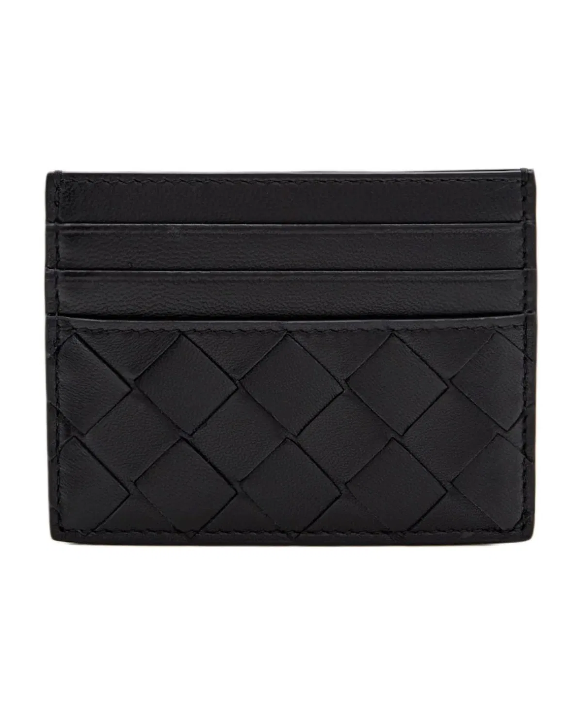 Bottega Veneta Black Leather Intrecciato Card Case