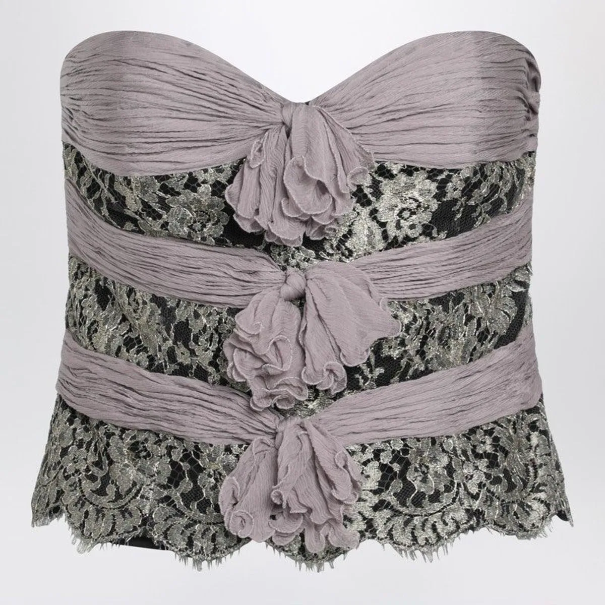 Valentino Grey/Mauve/Gold Chiffon Silk Top
