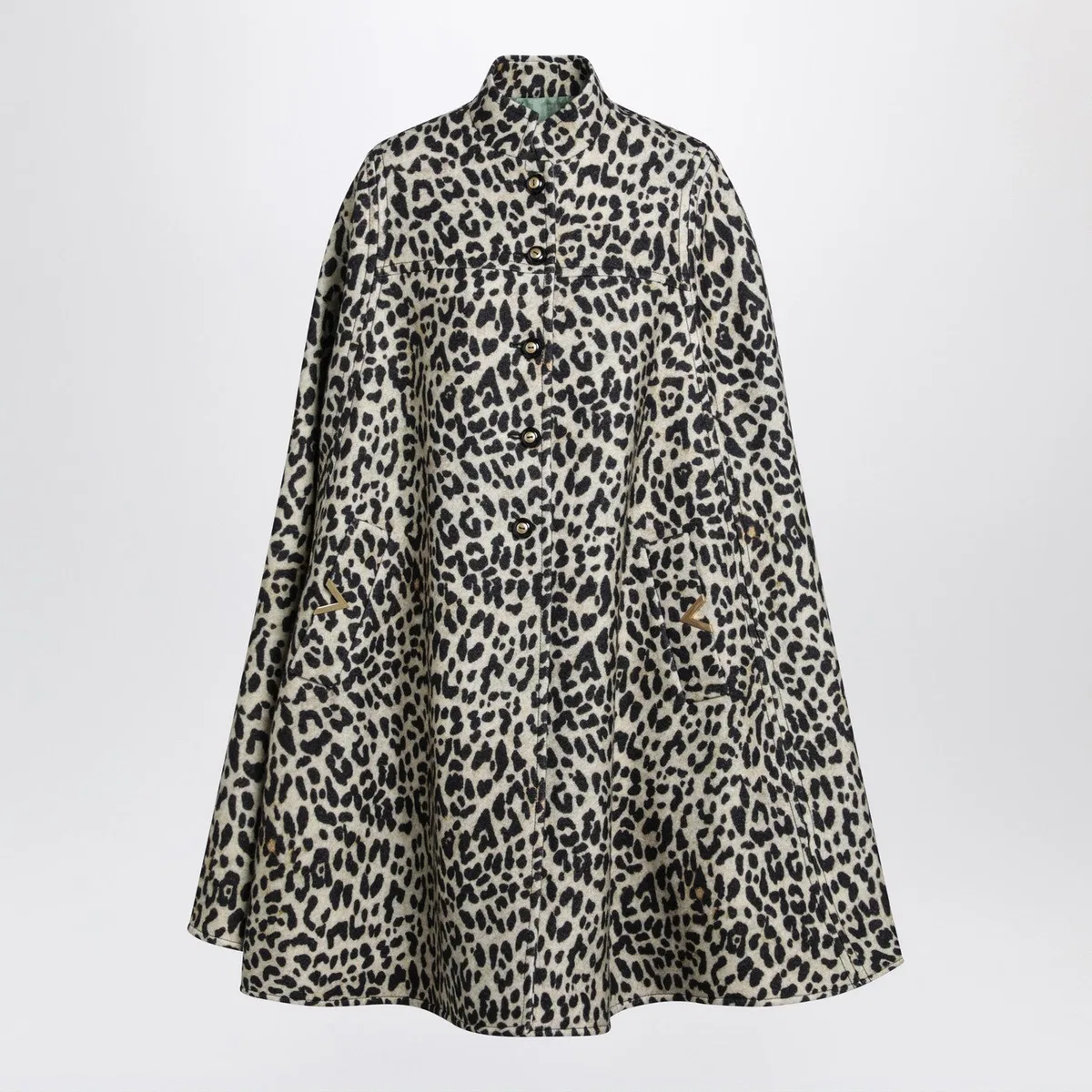 Valentino Animal-Print Wool Cape