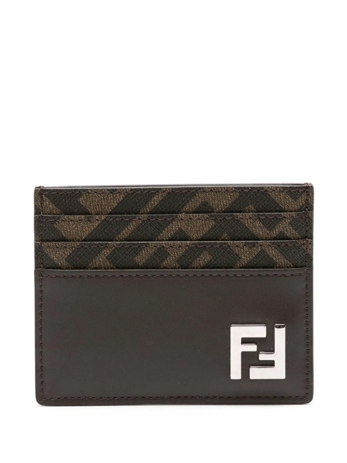 Fendi Ff Logo Plaque Leather Cardholder