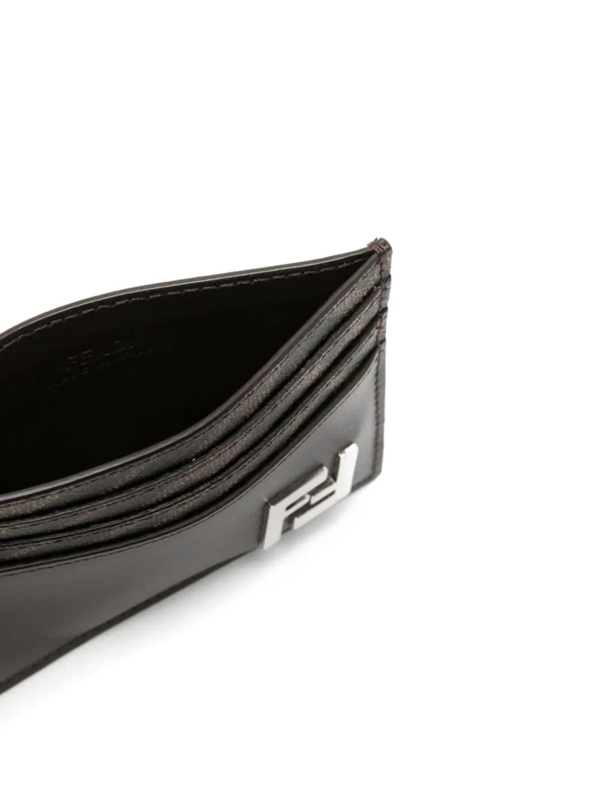 Fendi Ff Logo Plaque Leather Cardholder