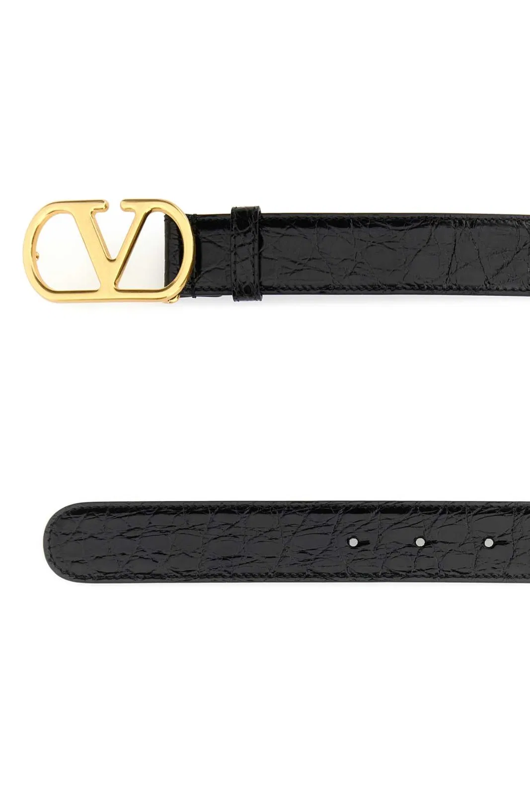 Valentino Garavani Black Leather Vlogo Belt