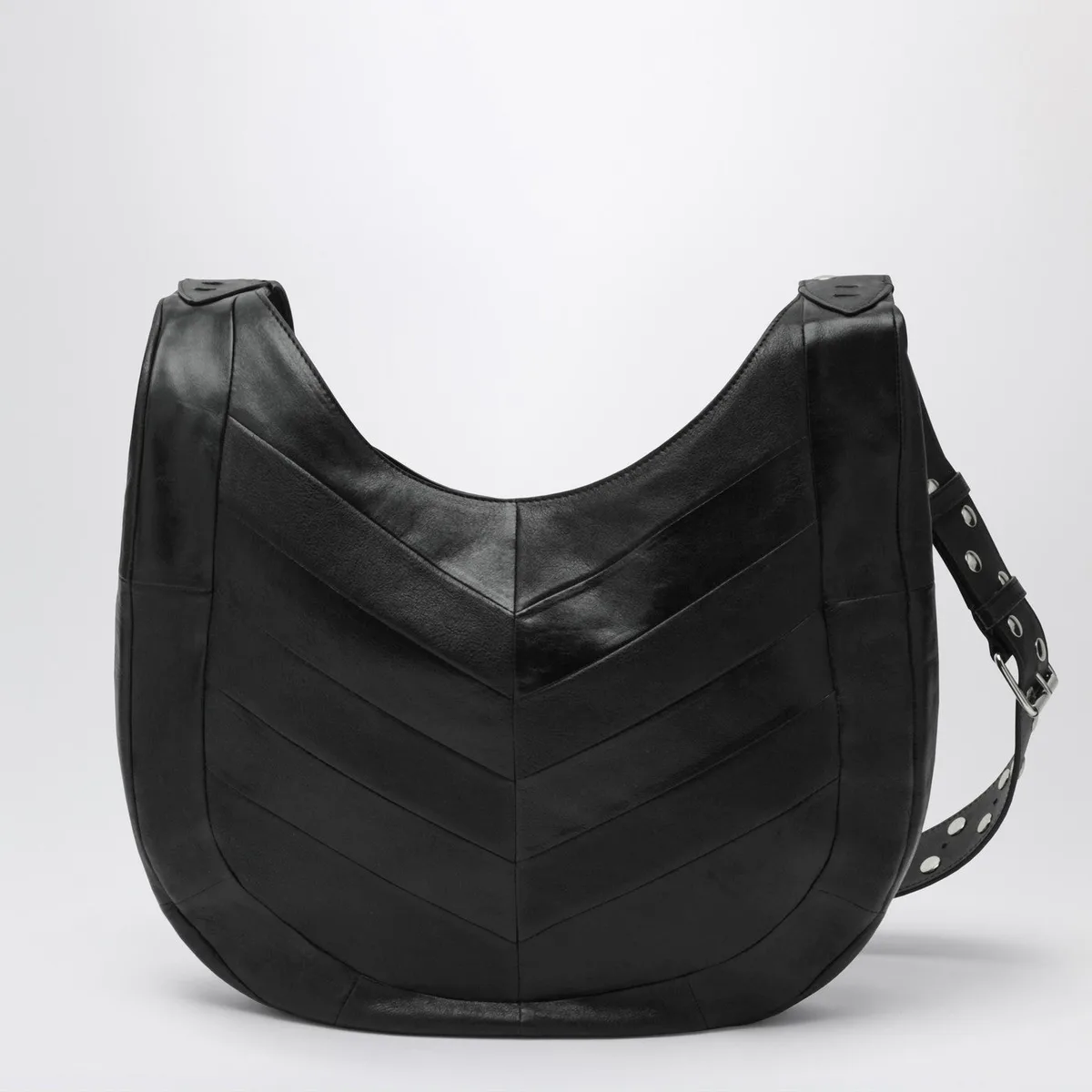 Valentino Garavani Medium Hoboho Bag In Black Chevron-Patte