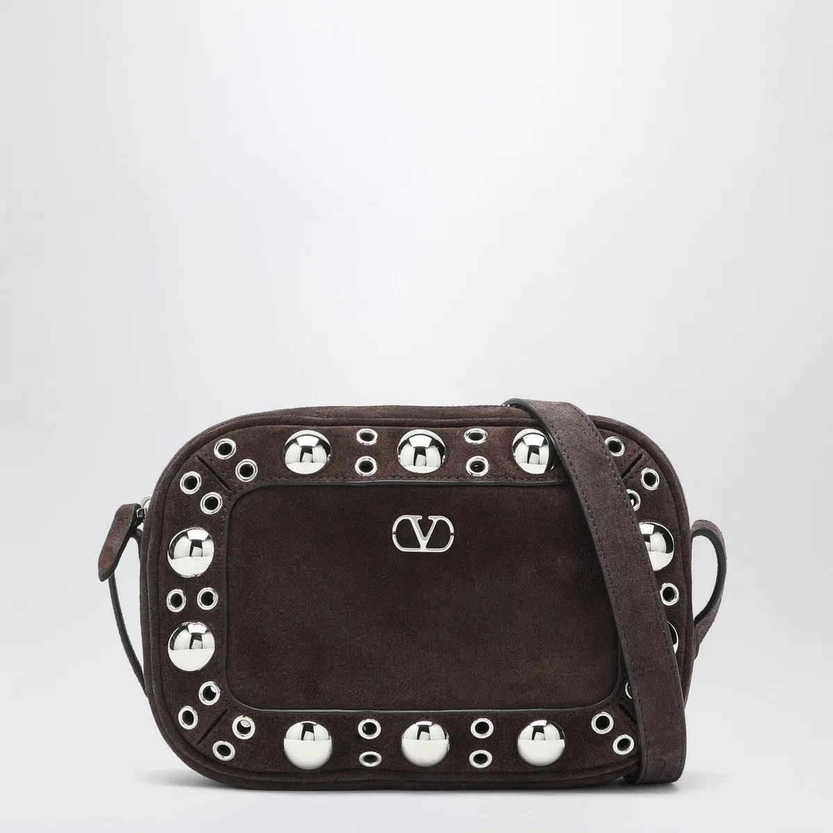 Valentino Garavani Nellcôte Bag Brown In Suede With Studs A