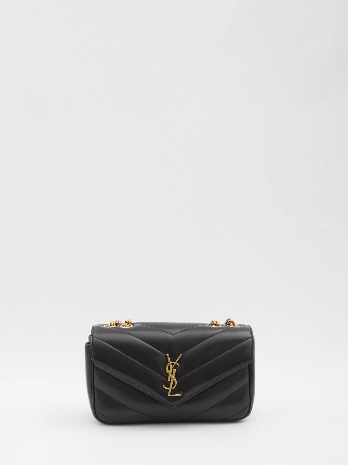 Saint Laurent Black Leather Small Loulou Shoulder Bag