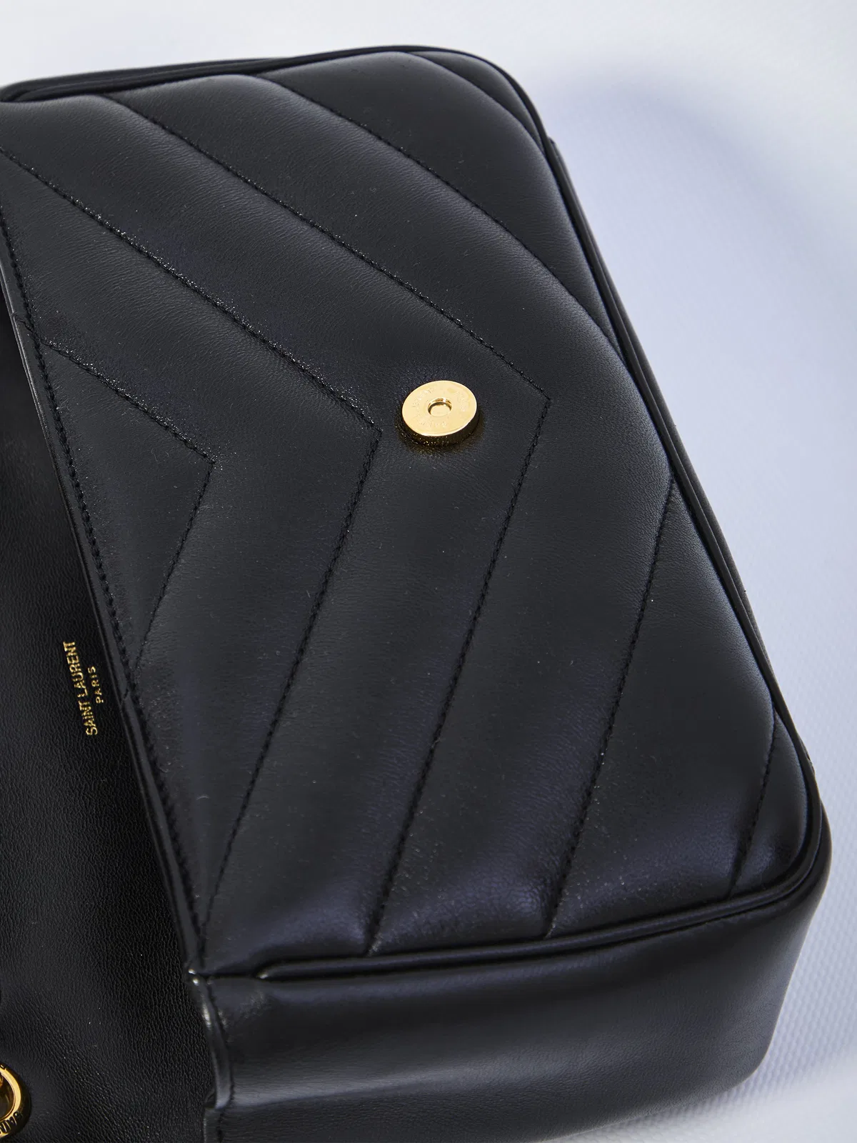 Saint Laurent Black Leather Small Loulou Shoulder Bag