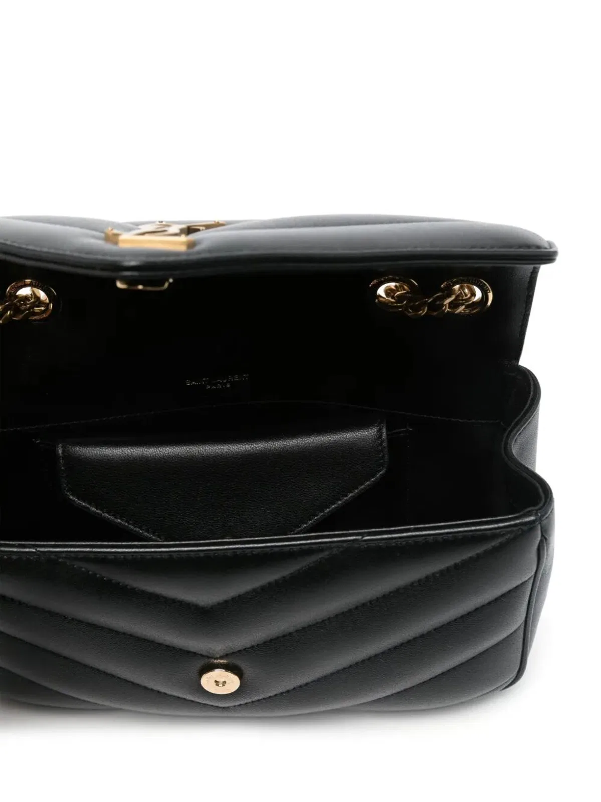 Saint Laurent Black Leather Small Loulou Shoulder Bag