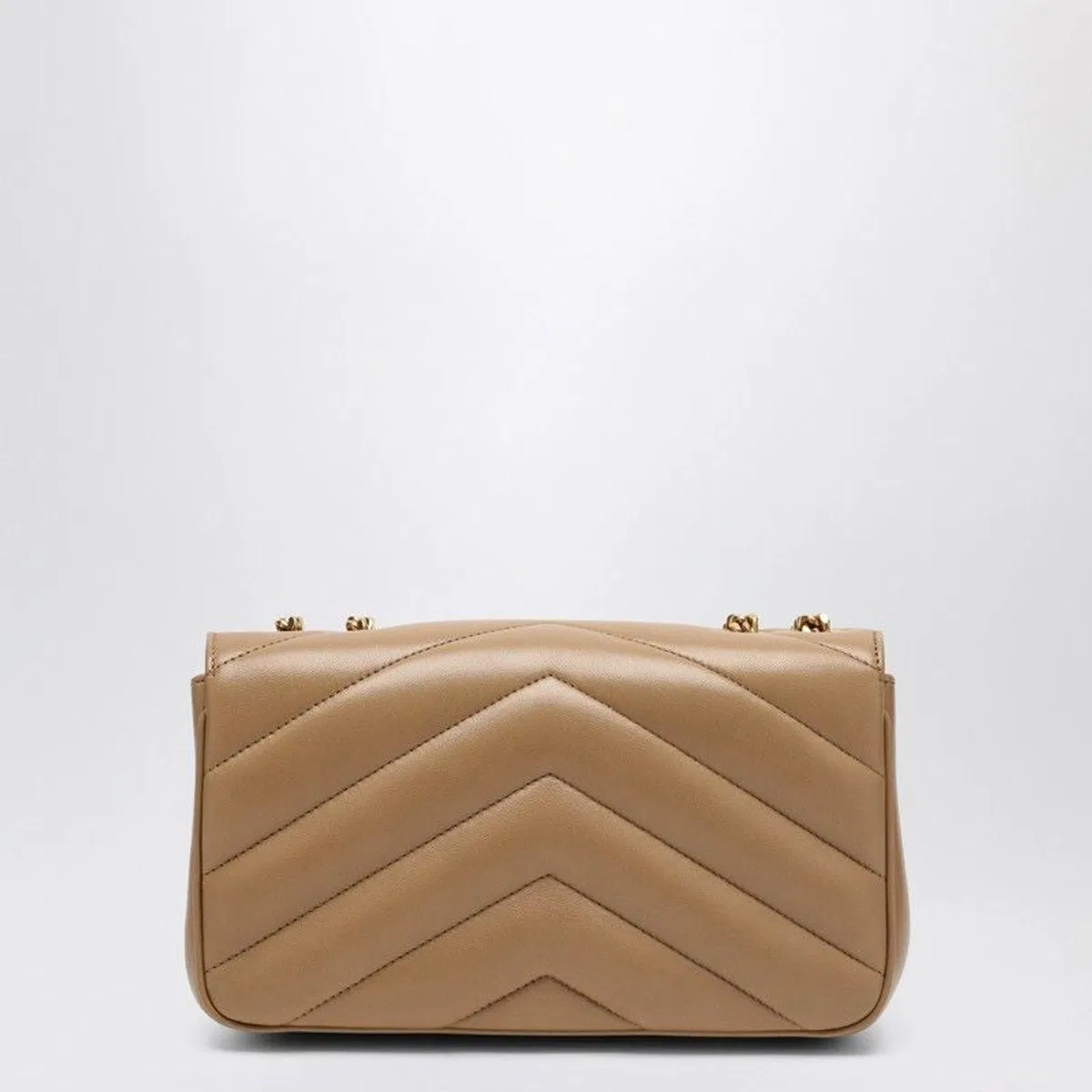 Saint Laurent Camel Leather Small Loulou Shoulder Bag