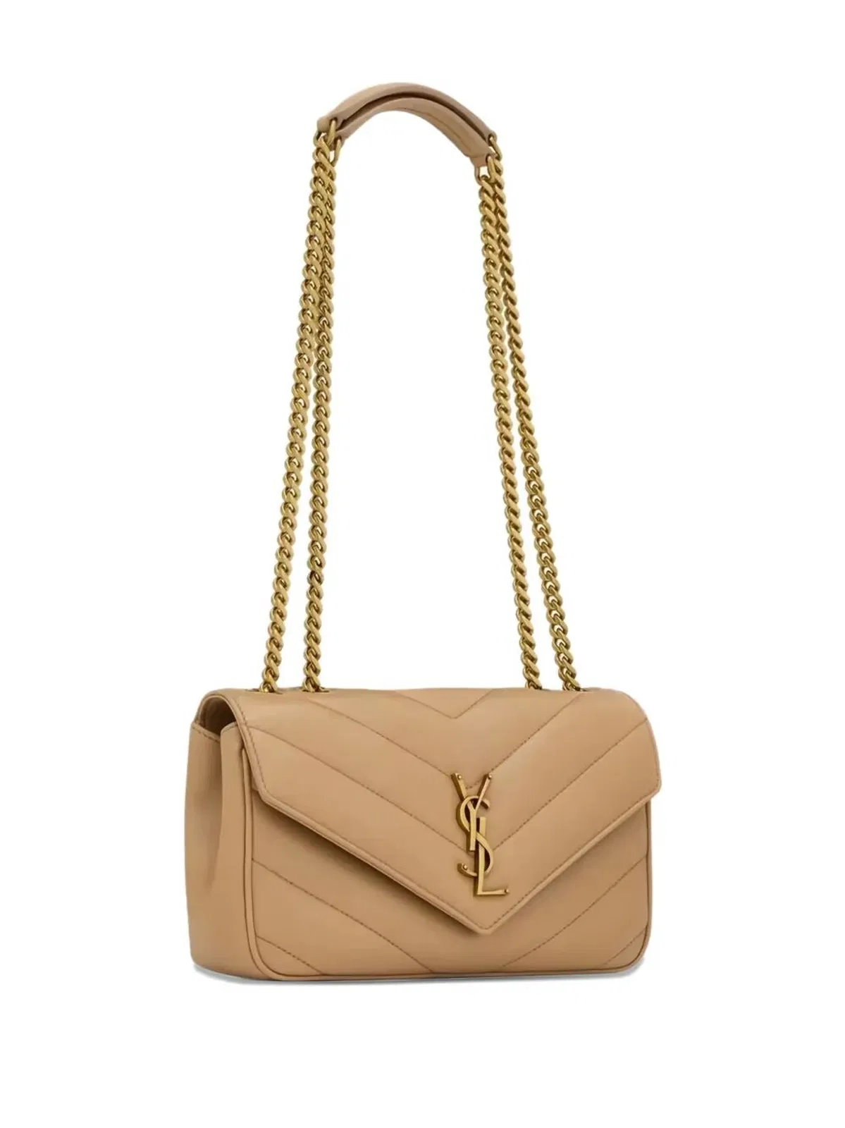 Saint Laurent Camel Leather Small Loulou Shoulder Bag