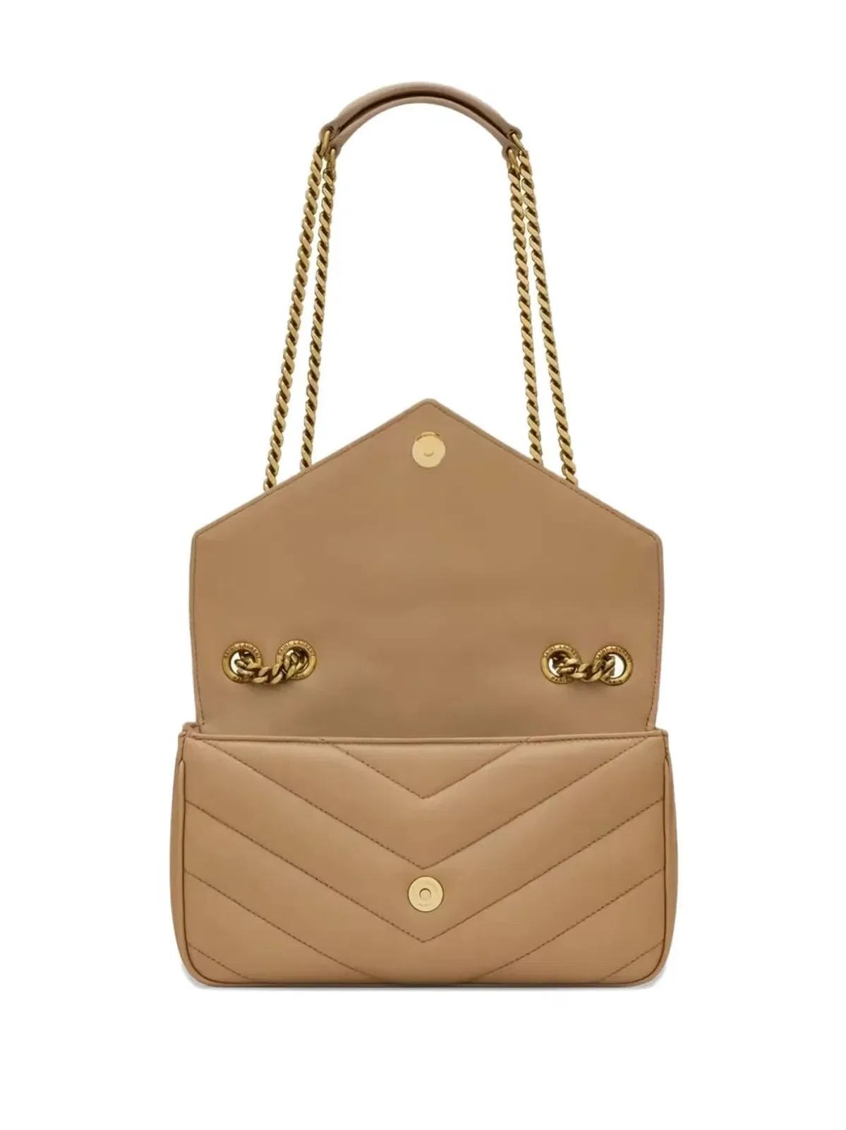 Saint Laurent Camel Leather Small Loulou Shoulder Bag
