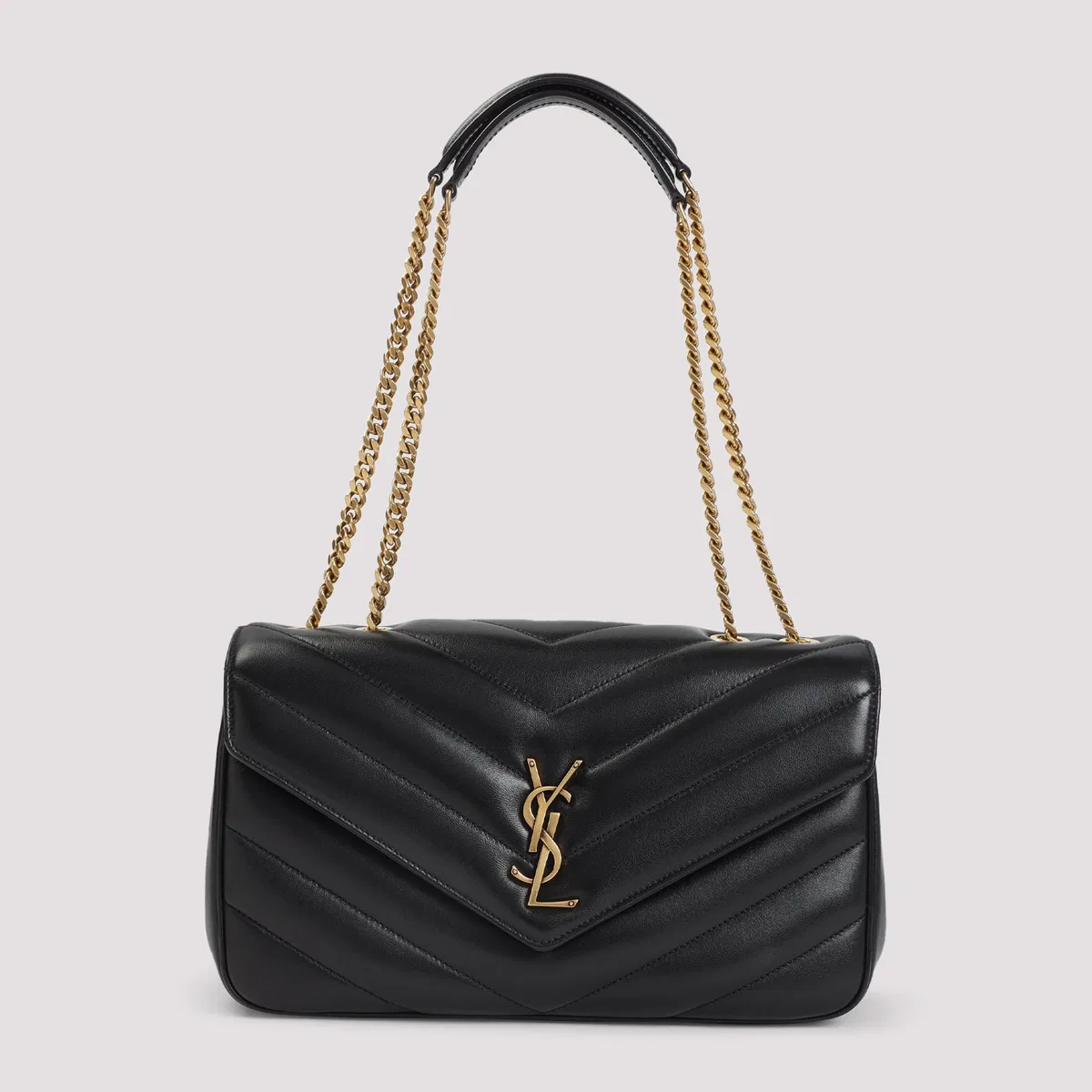 Saint Laurent Black Leather Medium Loulou Shoulder Bag