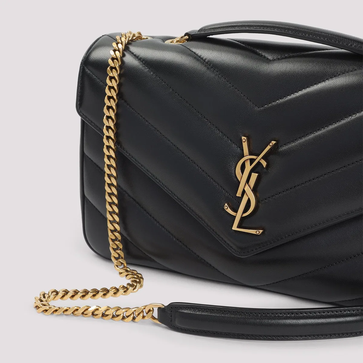 Saint Laurent Black Leather Medium Loulou Shoulder Bag