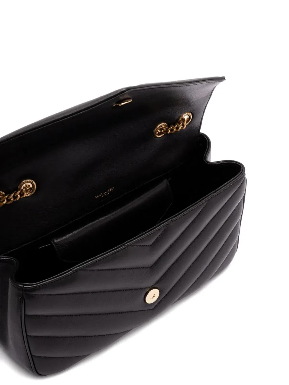 Saint Laurent Black Leather Medium Loulou Shoulder Bag