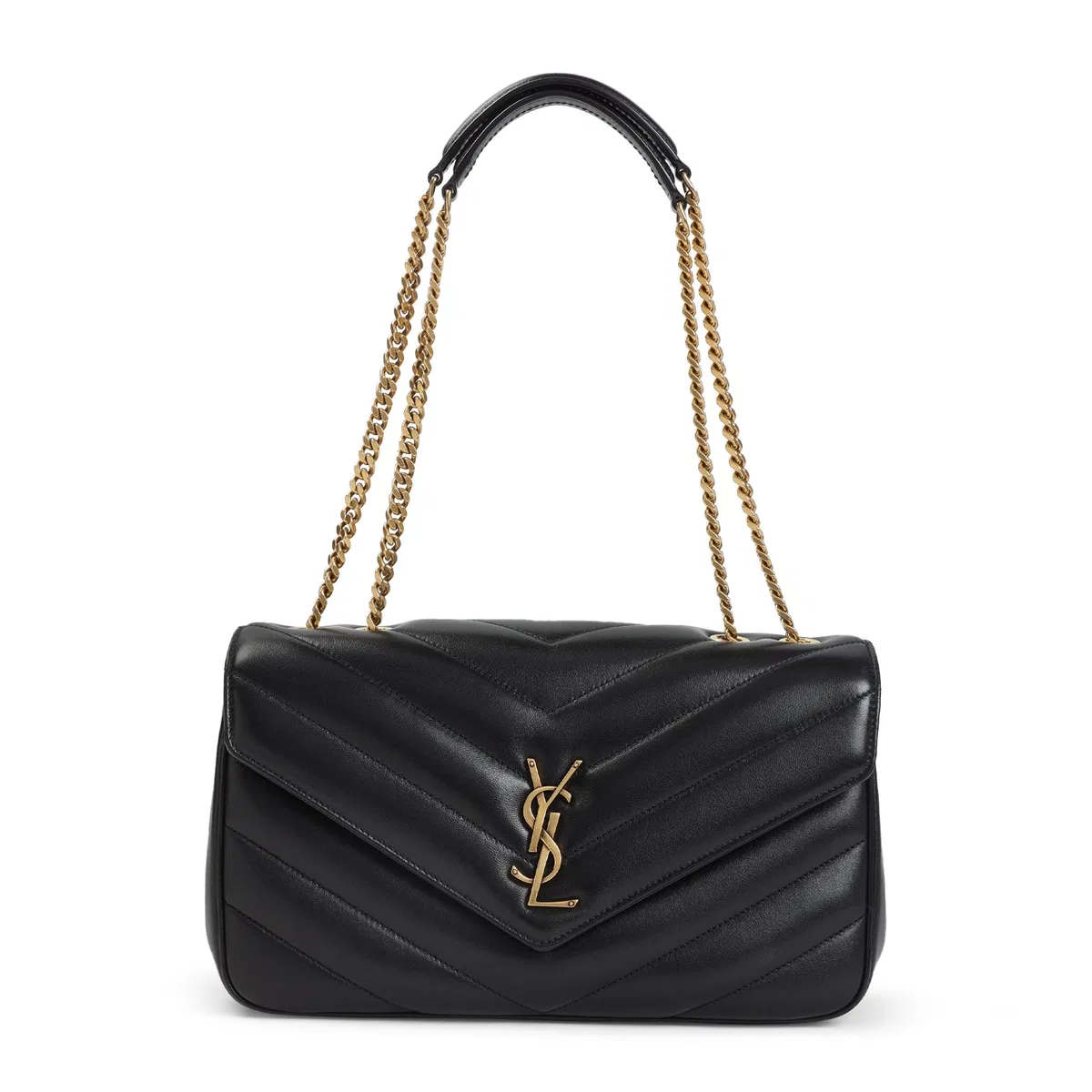 Saint Laurent Black Leather Medium Loulou Shoulder Bag