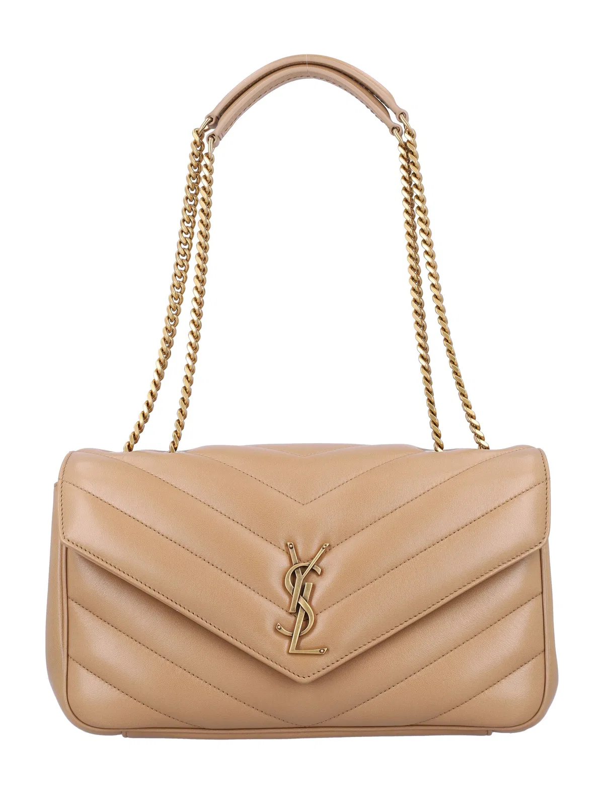 Saint Laurent Camel Leather Medium Loulou Shoulder Bag