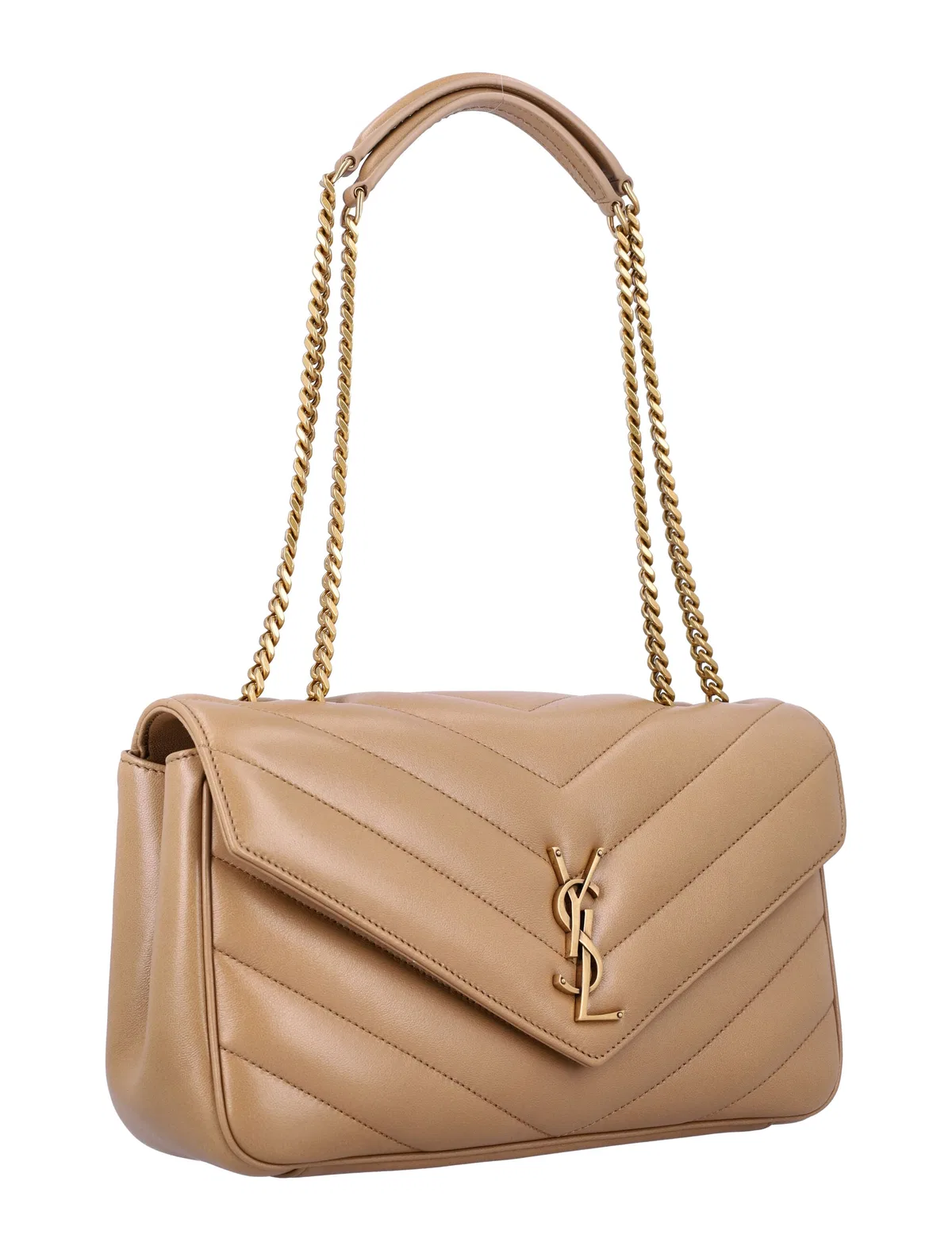 Saint Laurent Camel Leather Medium Loulou Shoulder Bag