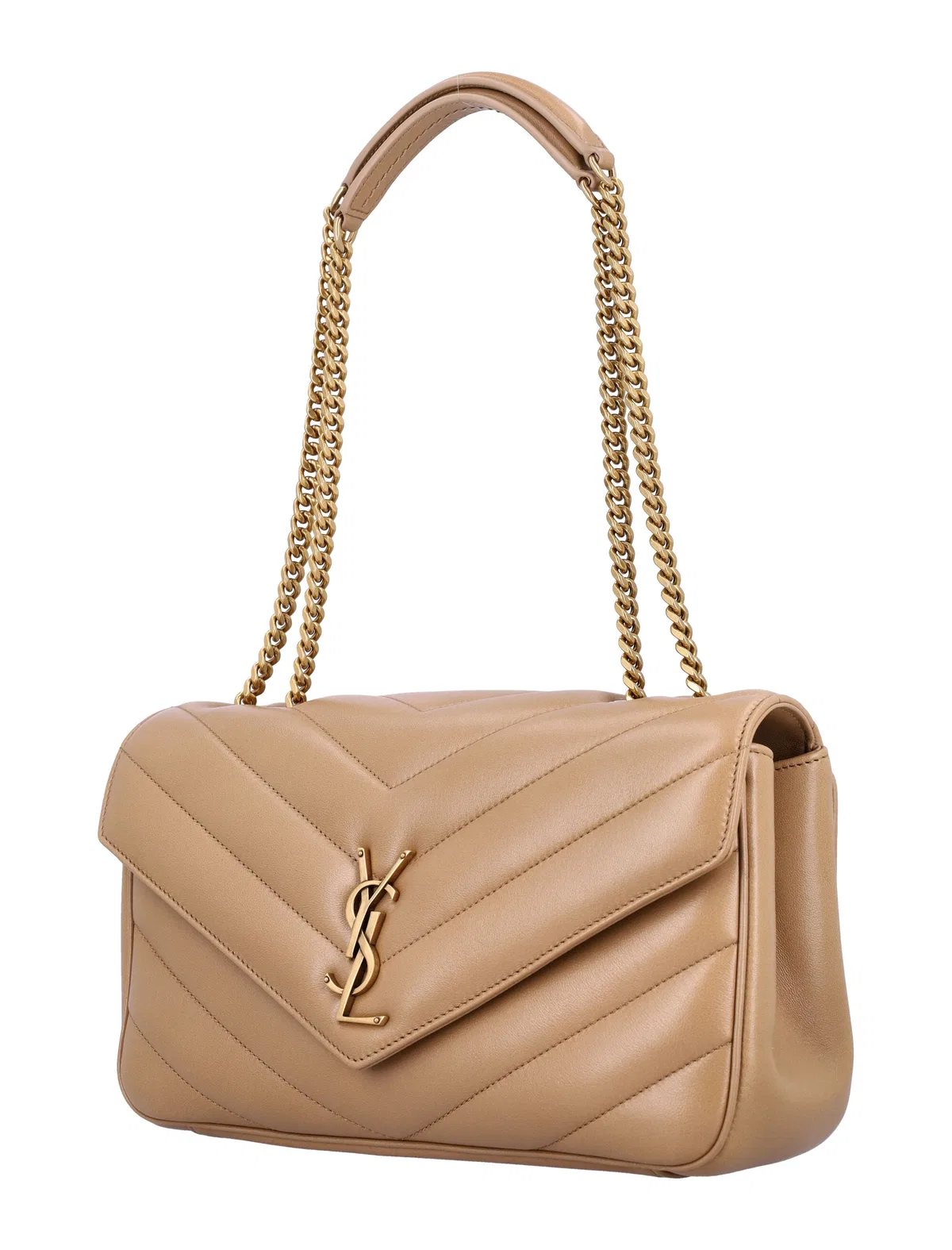 Saint Laurent Camel Leather Medium Loulou Shoulder Bag