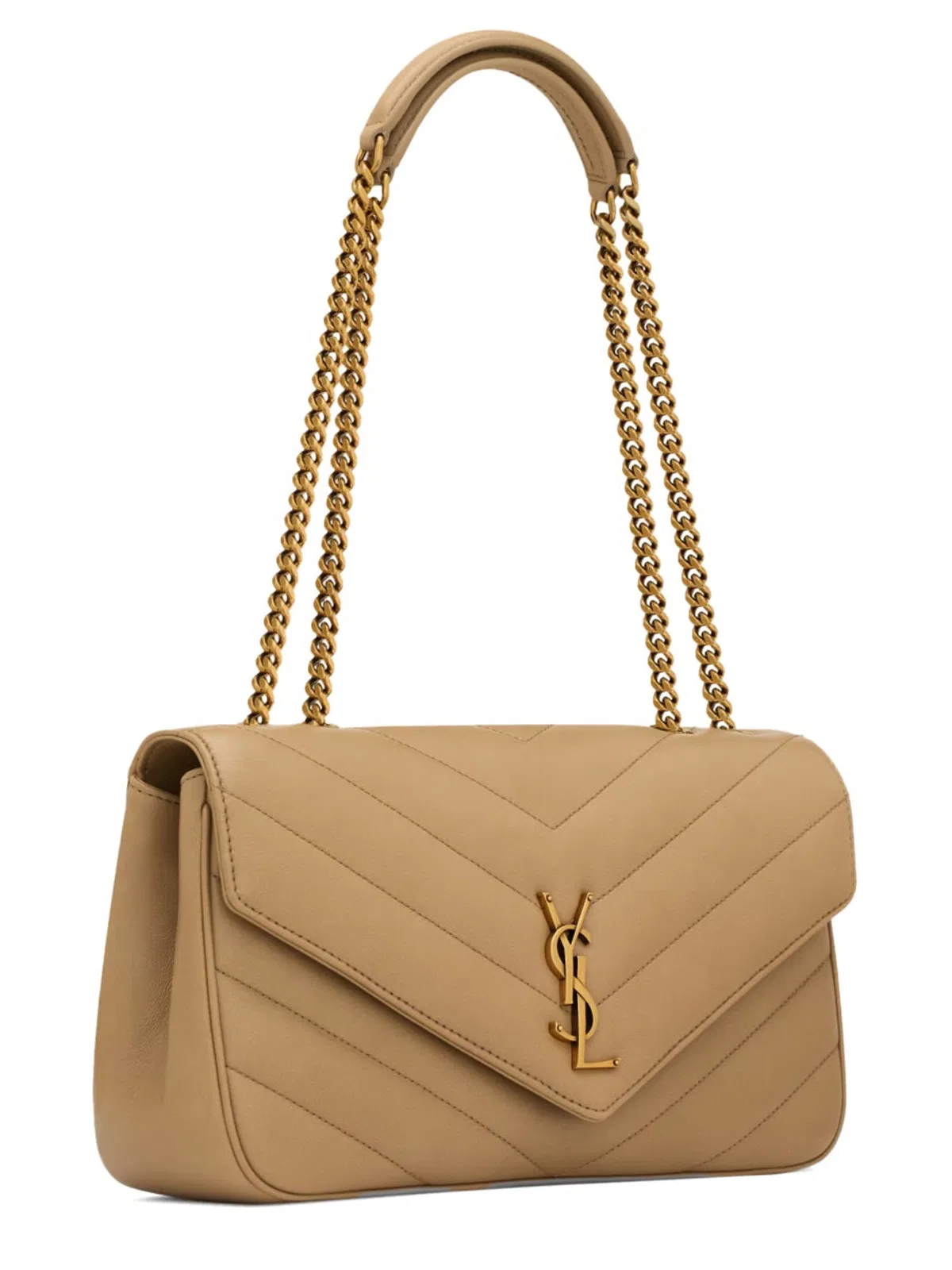 Saint Laurent Camel Leather Medium Loulou Shoulder Bag