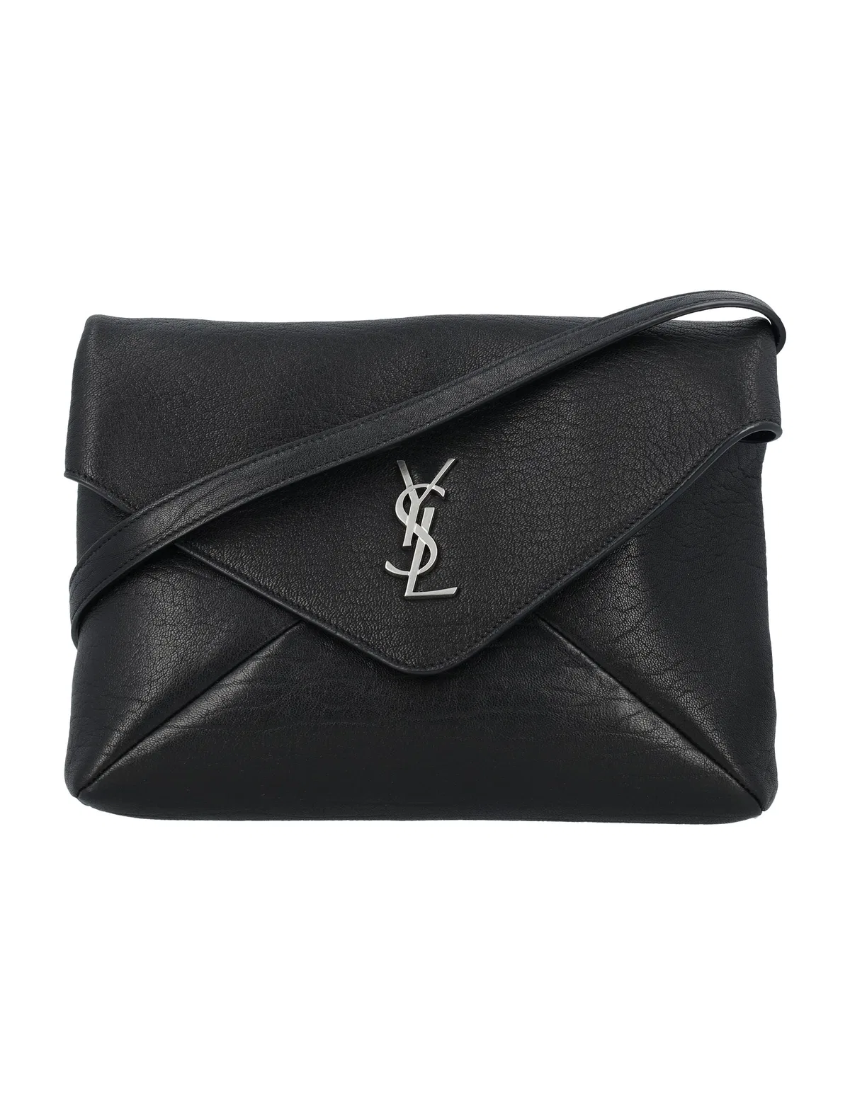 Saint Laurent Black Leather Cassandra Clutch
