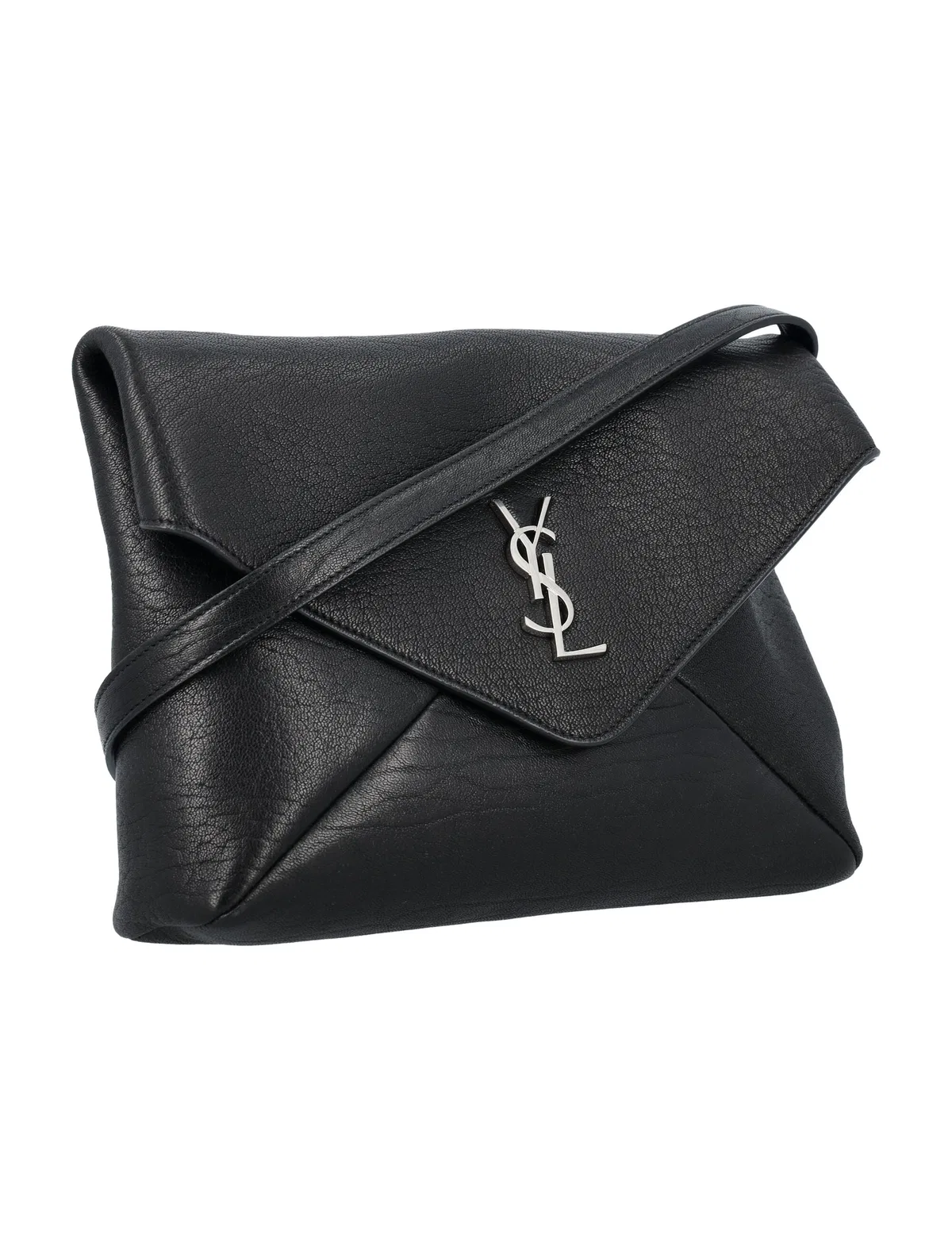 Saint Laurent Black Leather Cassandra Clutch
