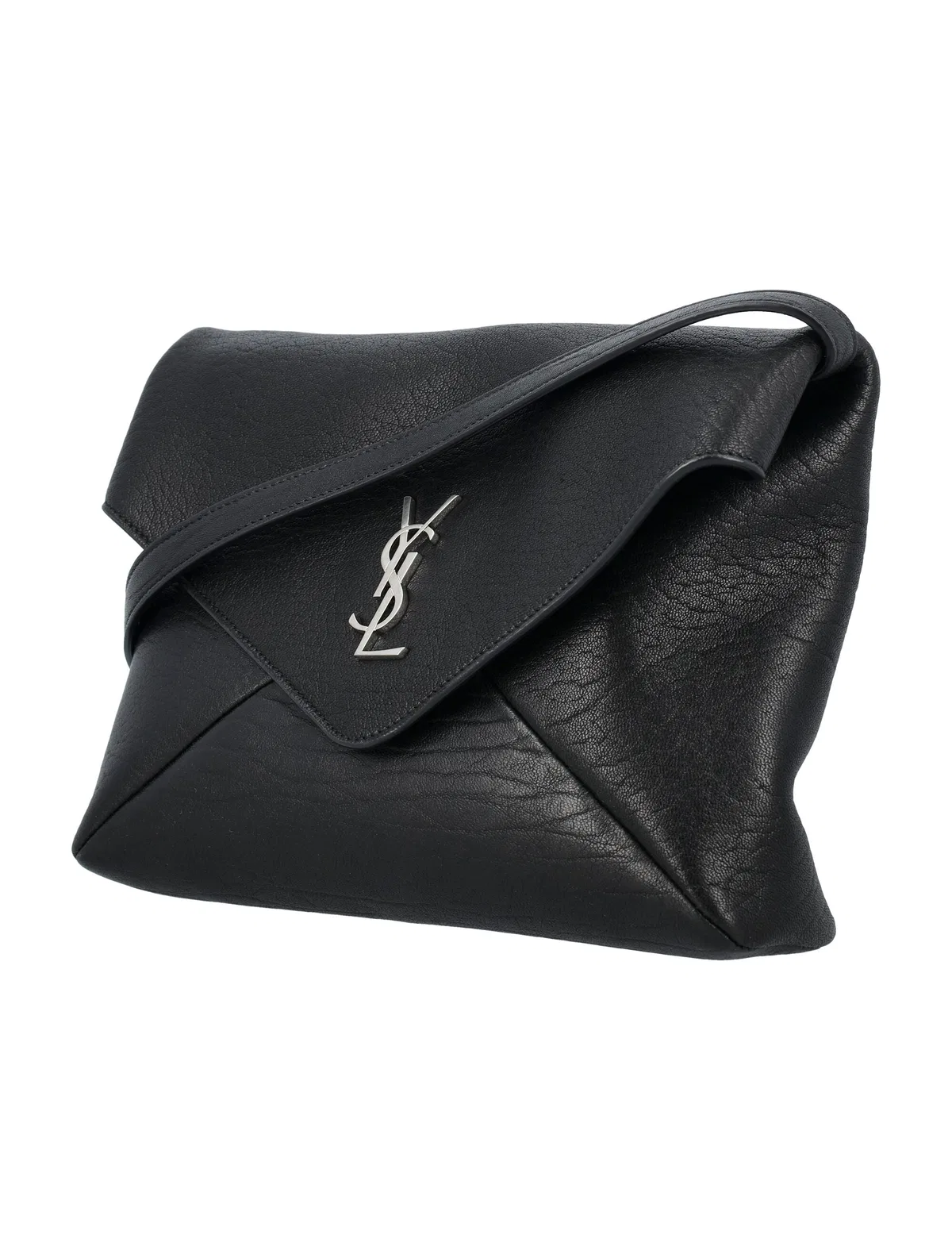 Saint Laurent Black Leather Cassandra Clutch