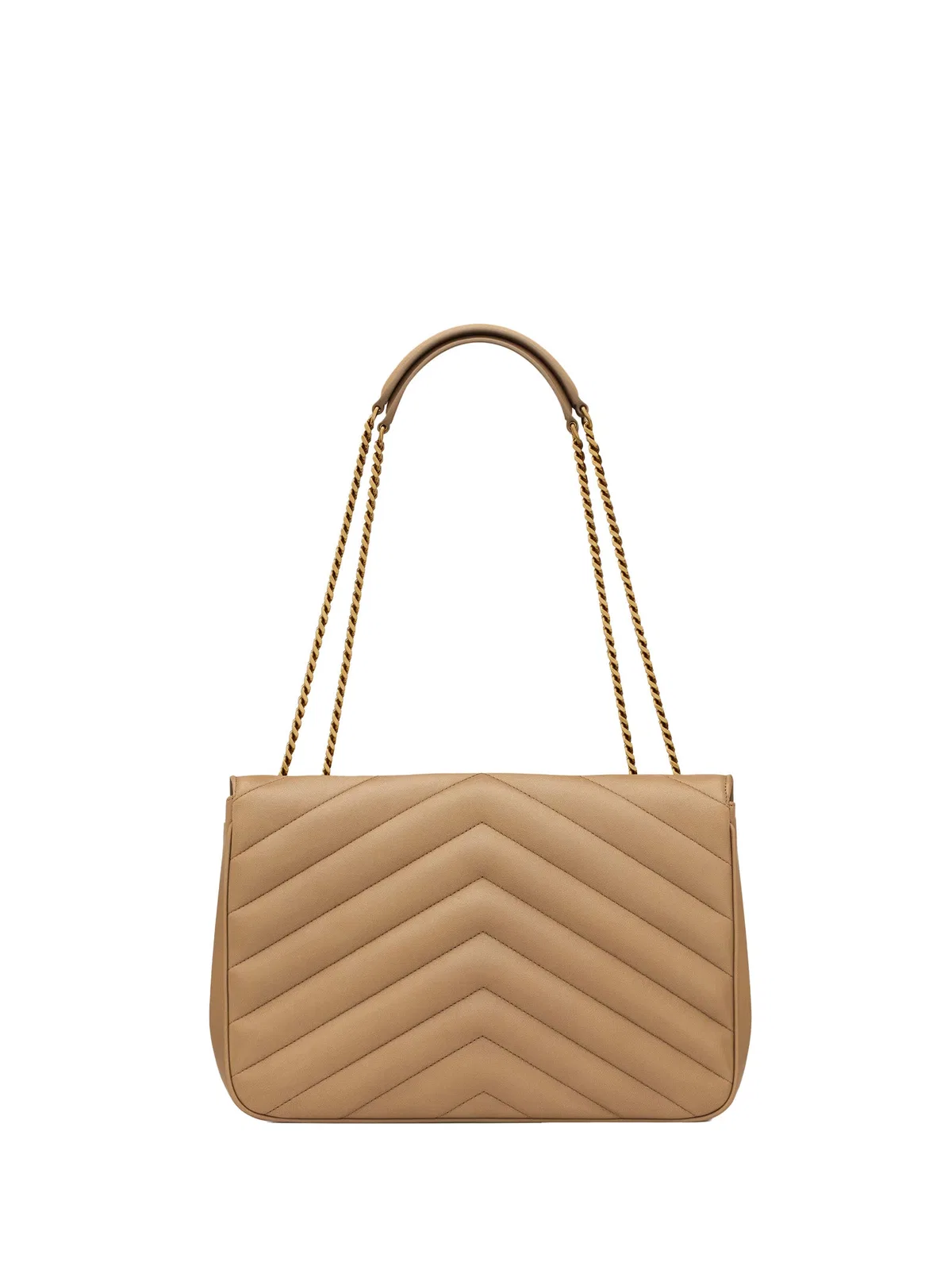 Saint Laurent Camel Leather Large Lou Lou Shoulder Bag