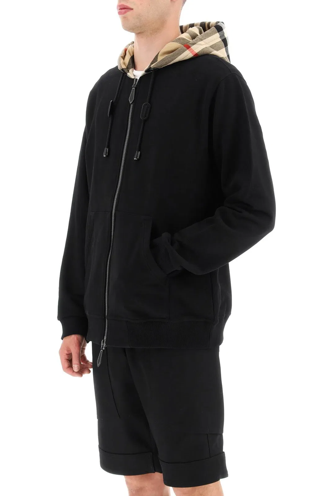 Burberry Check-Pattern Zip-Up Hoodie