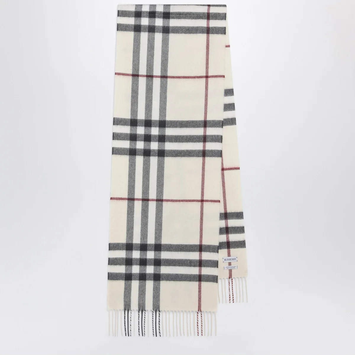 Burberry Check Cashmere Scarf In Stone