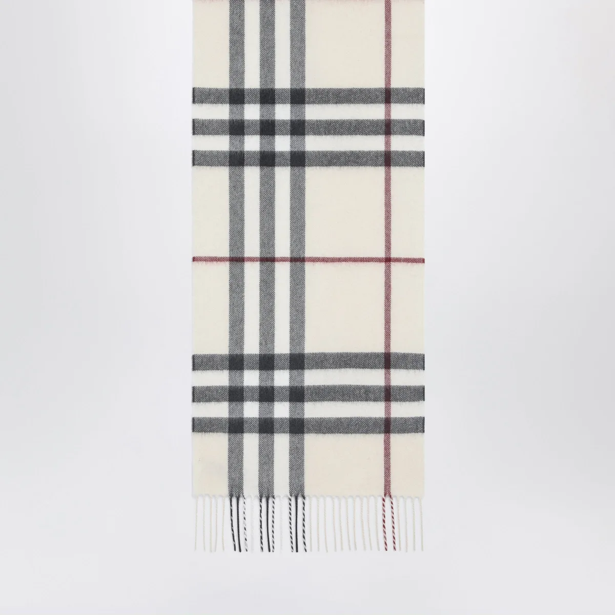 Burberry Check Cashmere Scarf In Stone