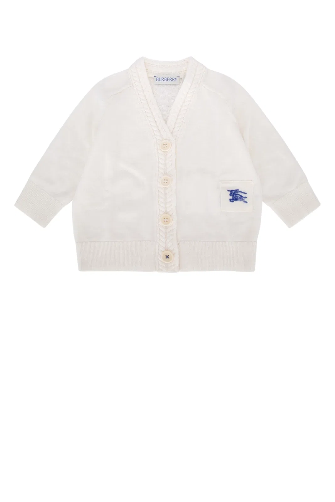 Burberry Kids Logo Embroidered Knit Cardigan