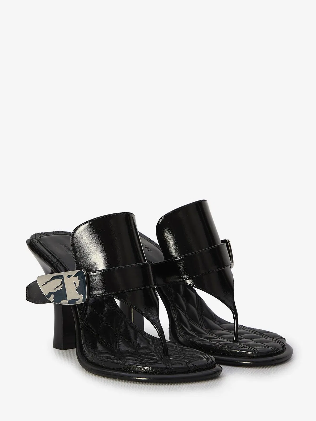 Burberry Black Leather Bay Thong Mules