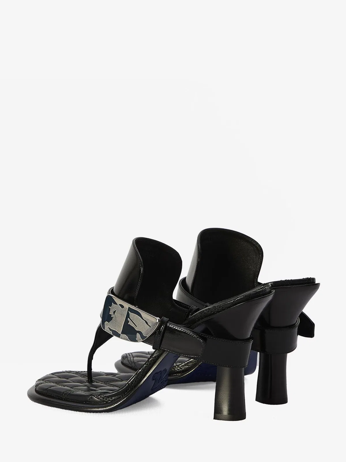 Burberry Black Leather Bay Thong Mules