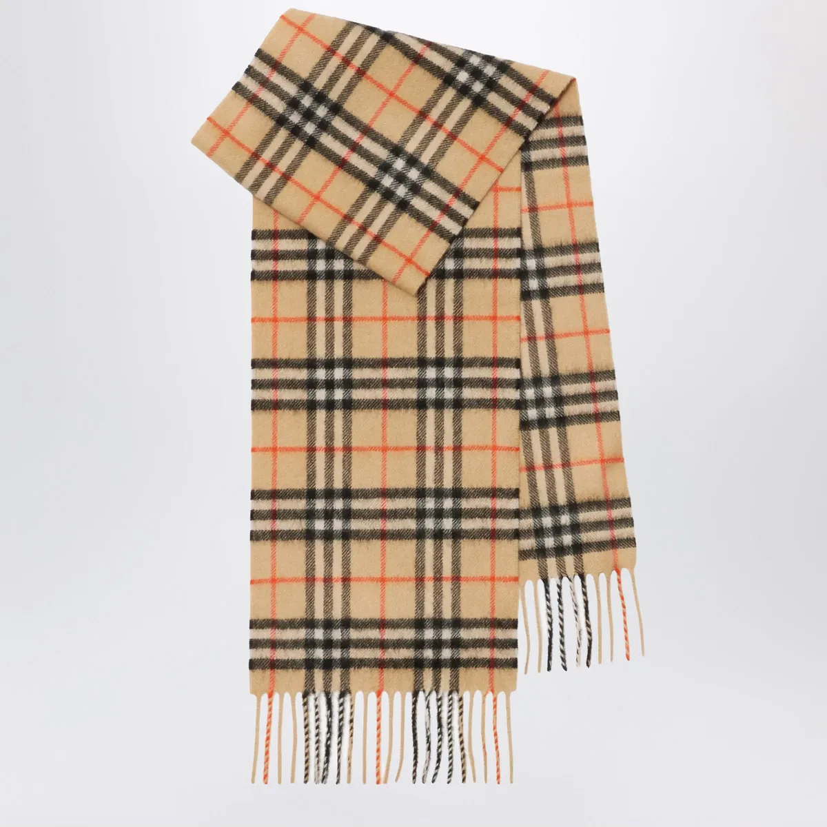 Burberry Beige Cashmere Check Scarf