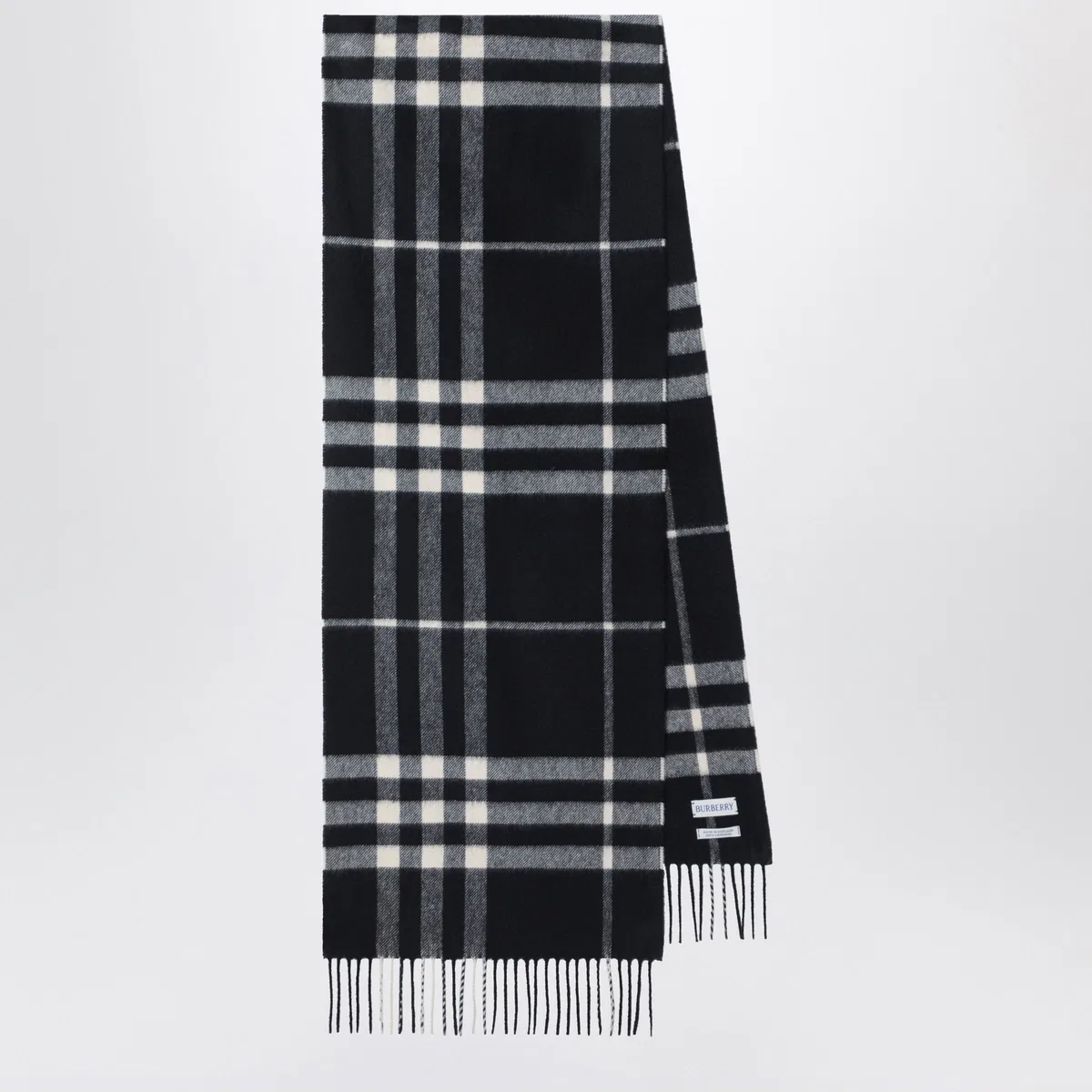 Burberry Black Check Cashmere Scarf