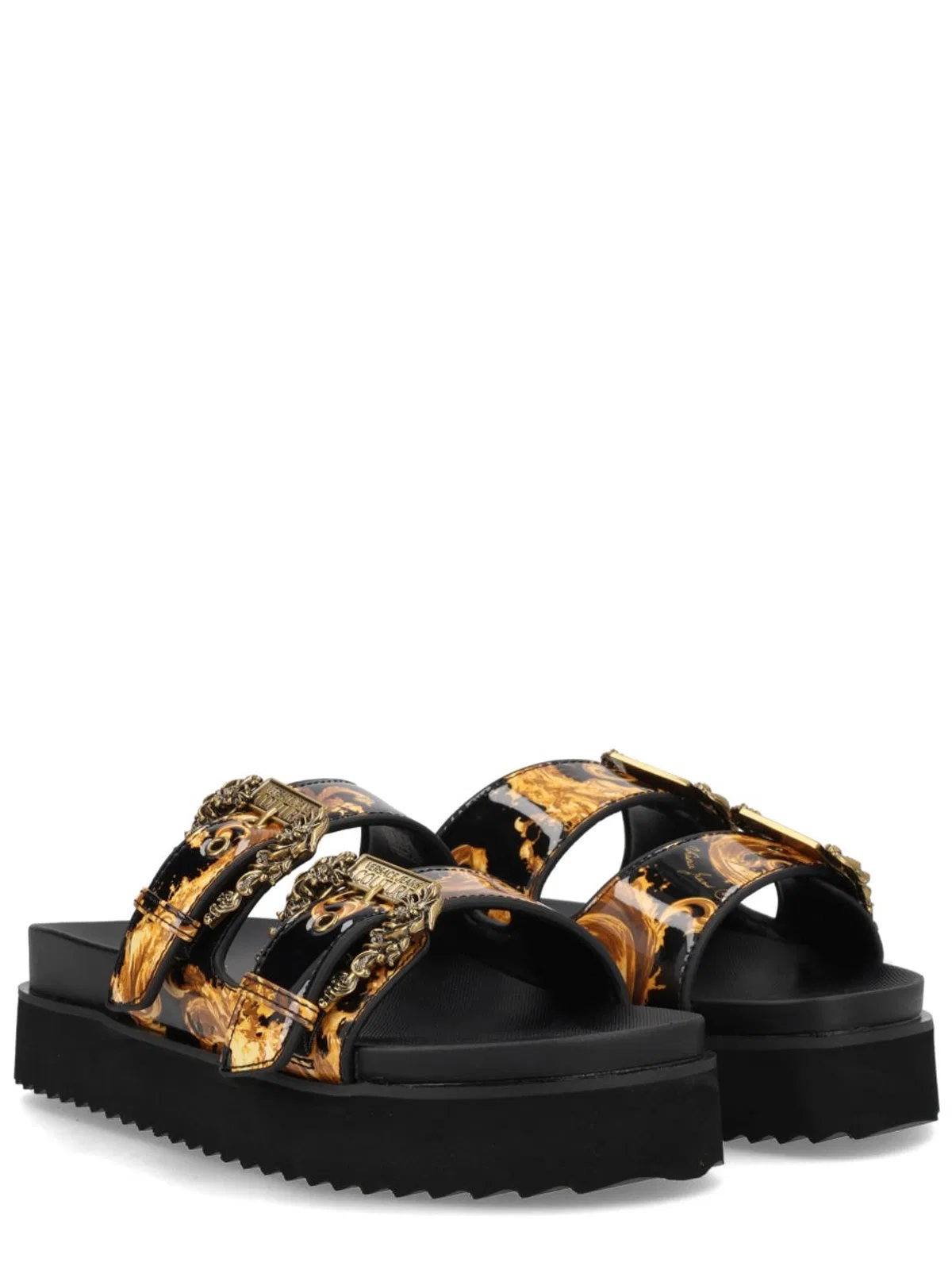 Versace Jeans Couture Black Polyurethane Flats