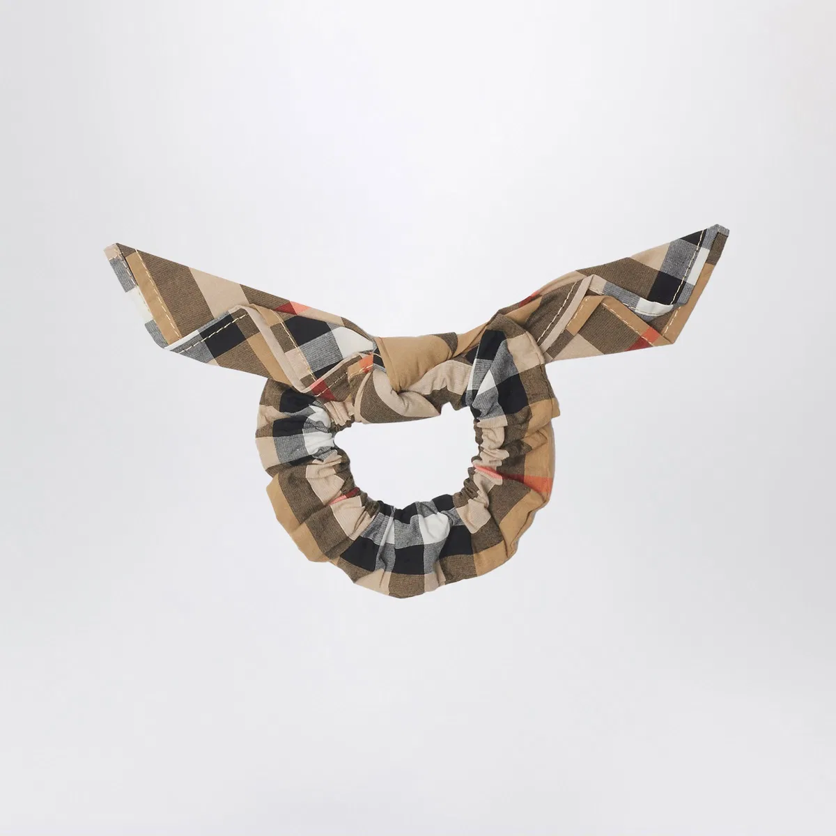 Burberry Beige Check Pattern Cotton Scrunchies