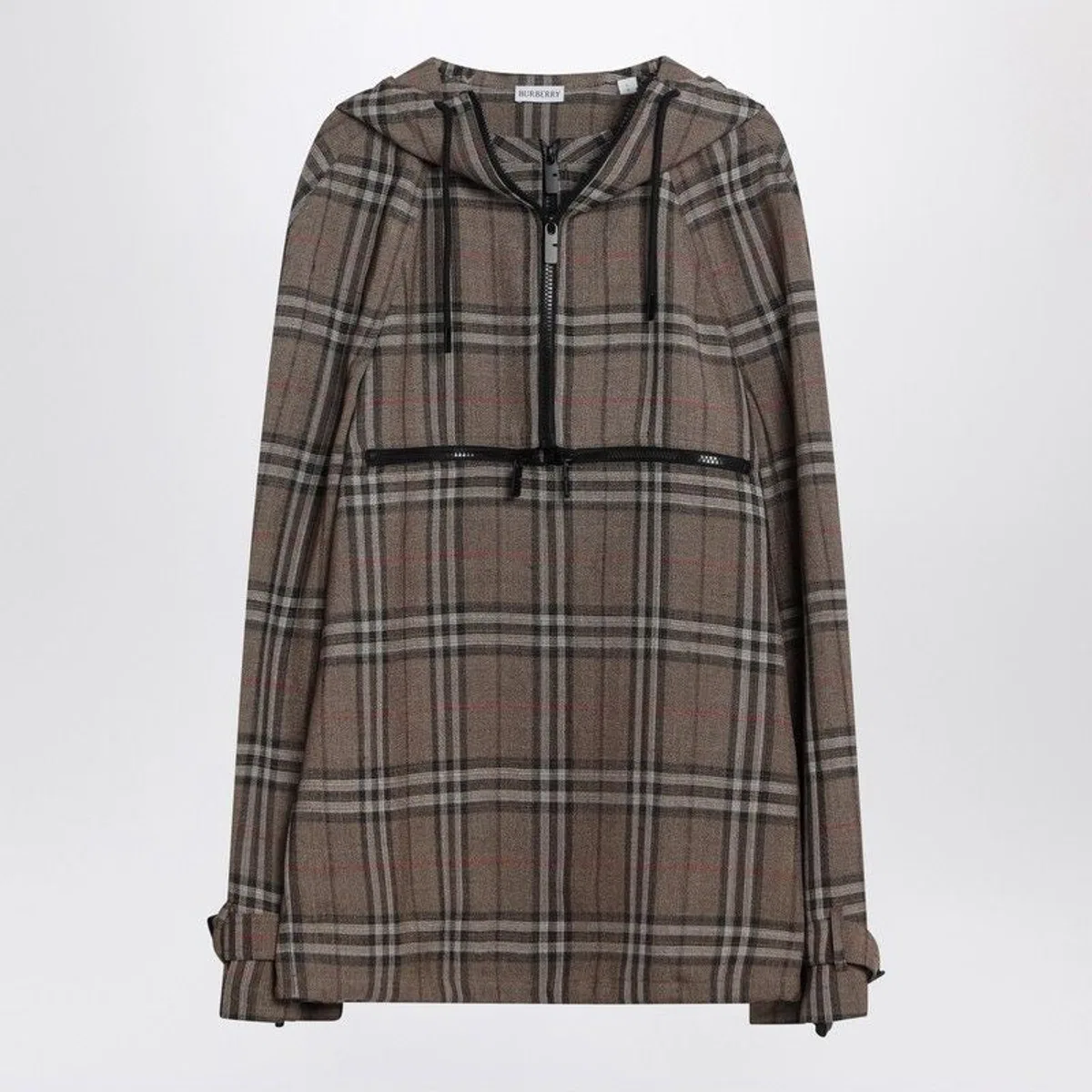 Burberry Half-Zip Jacket With Check Pattern In Si