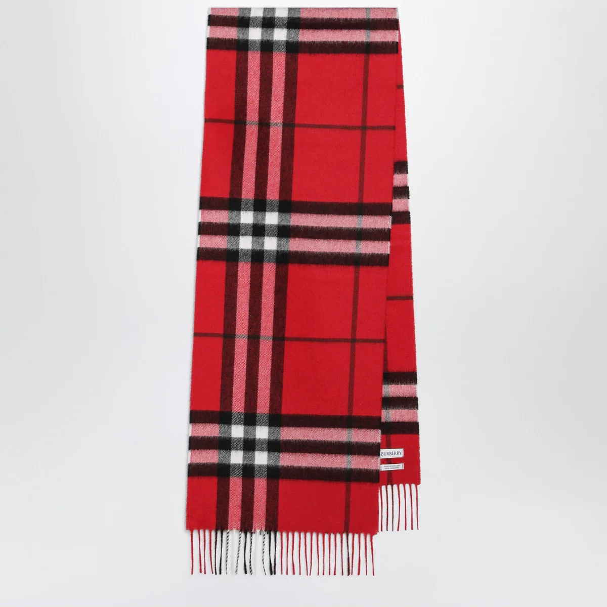 Burberry Check Cashmere Scarf With Fringes In Pos