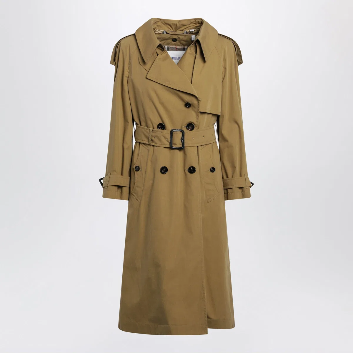 Burberry Doublebreasted Trench Coat In Cotton Ble