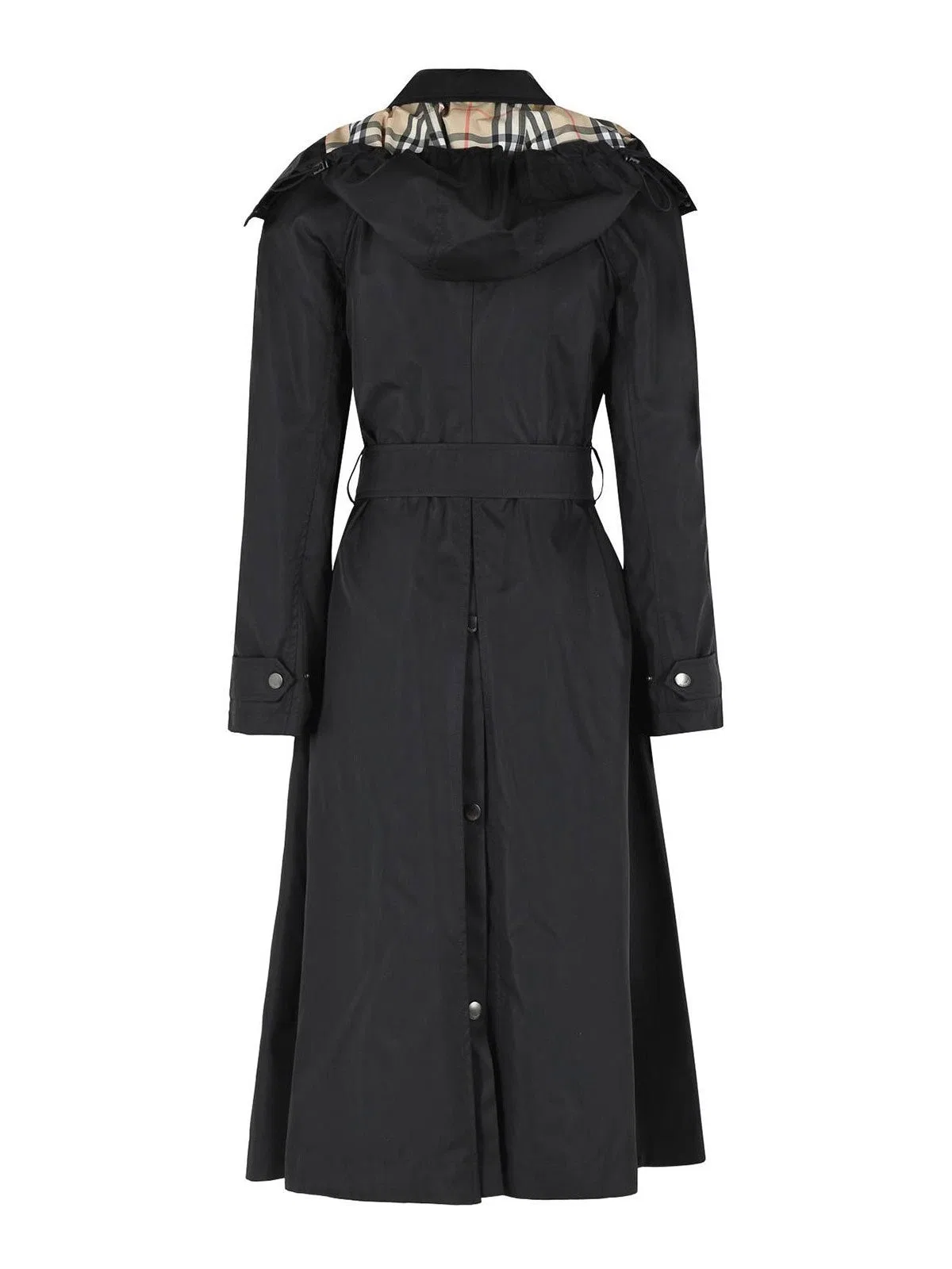 Burberry Long Car Coat With Black Nylon Hood