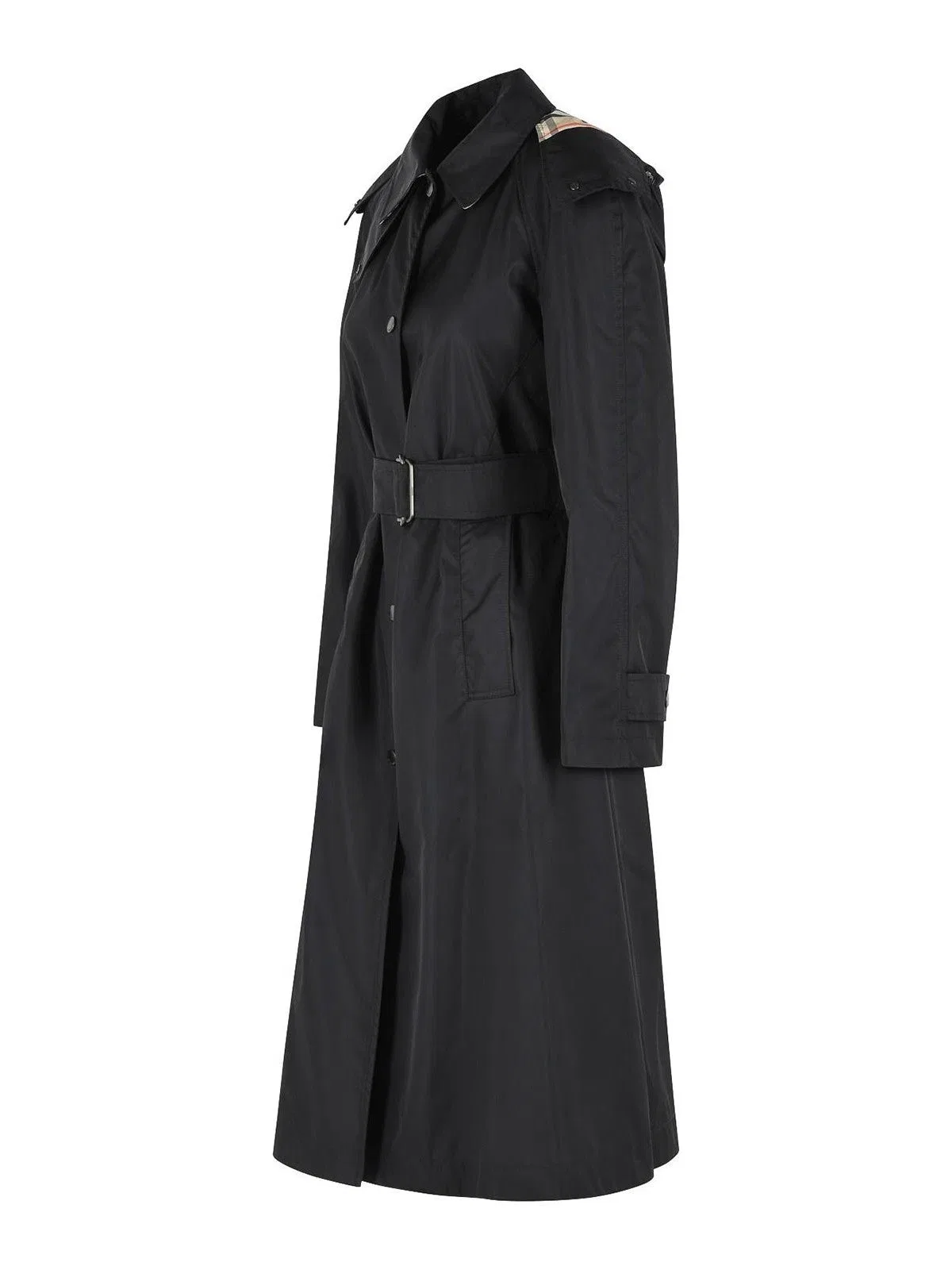 Burberry Long Car Coat With Black Nylon Hood