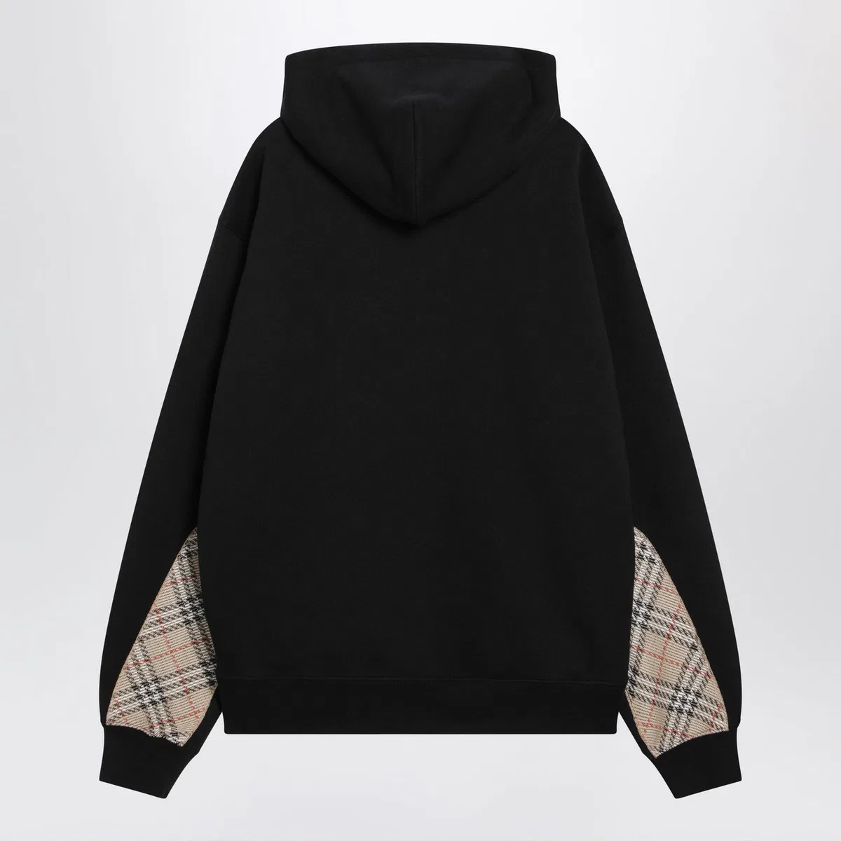Burberry Black Sweatshirt With Check-Pattern Inse