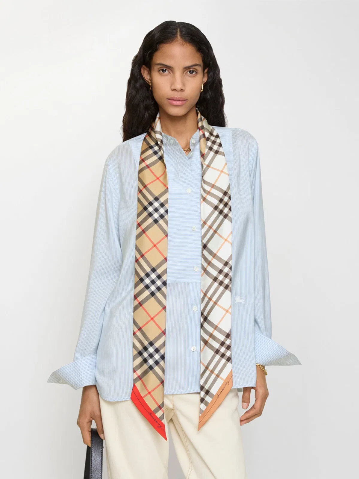 Burberry Sand Check Silk Skinny Foulard